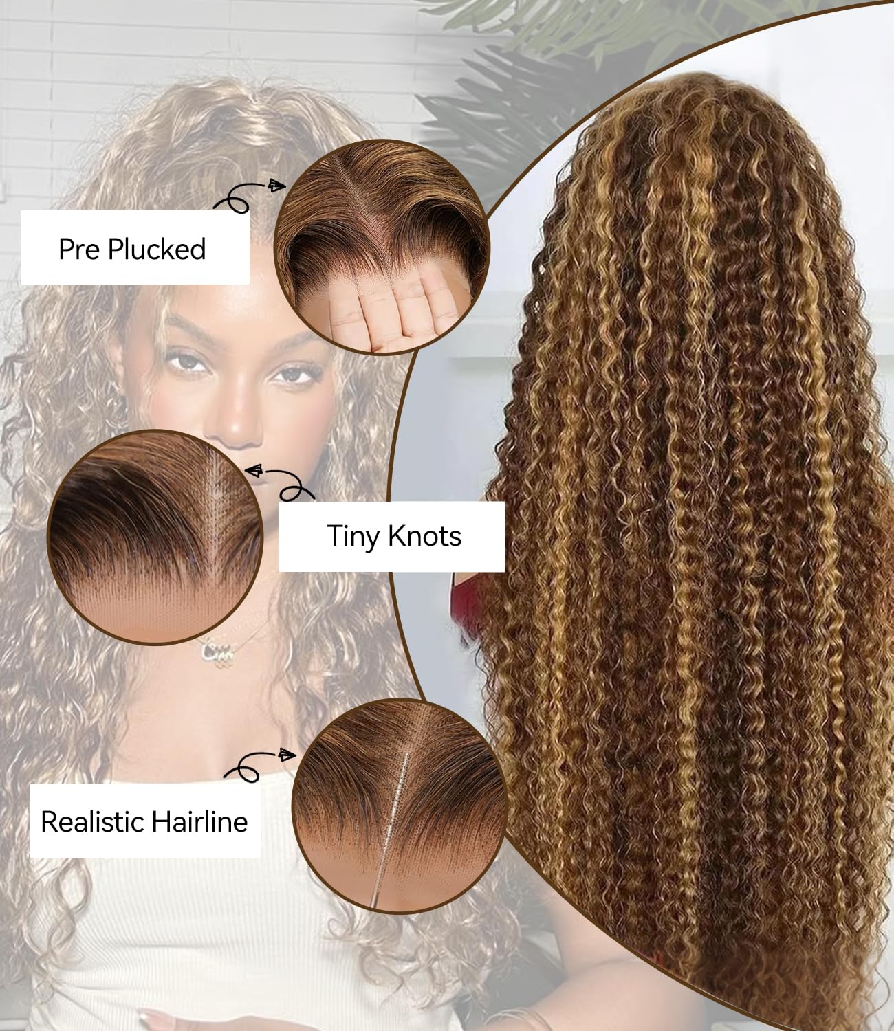 Glue-free, pre-cut, high-gloss, gradient deep wave lace front wig, 180mm density, 5x5mm HD lace closure, suitable for Black women, suitable for beginners, 24 inches.