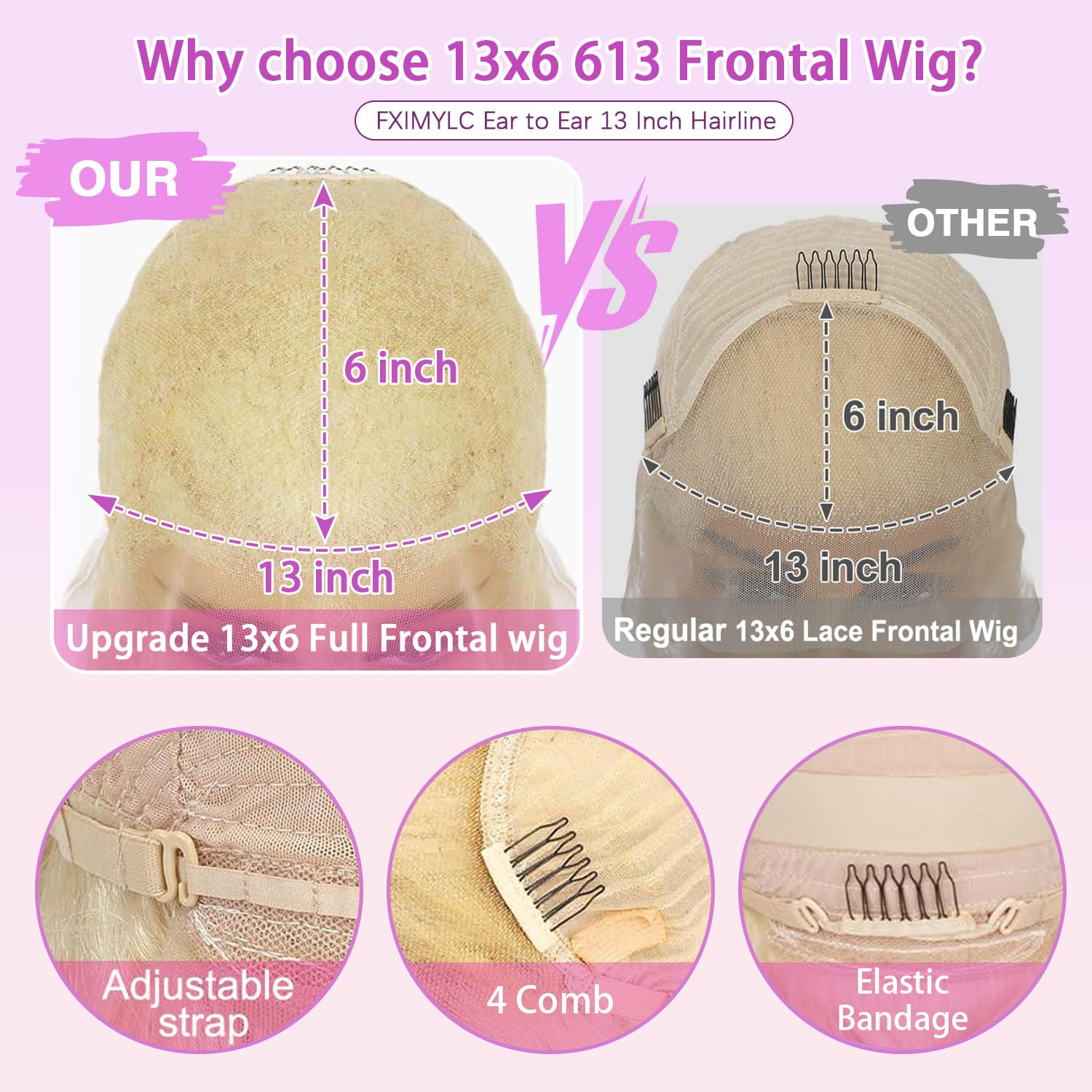 32-inch 613mm Front Lace Wig, Real Hair 13x6mm HD Transparent Lace Front Gold Wig, Real Hair Pre-Pulled 200% Density Body Wavy Wig for Women