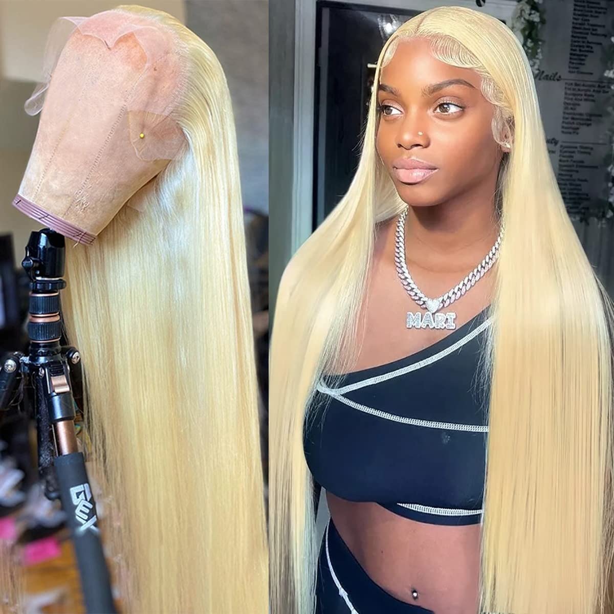 26-inch 613 HD Lace Front Wig - Straight Gold Lace Front Wig - Pre-extruded, Glue-free 613 Gold Lace Front Wig - Real Hair 13x4 Straight Hair