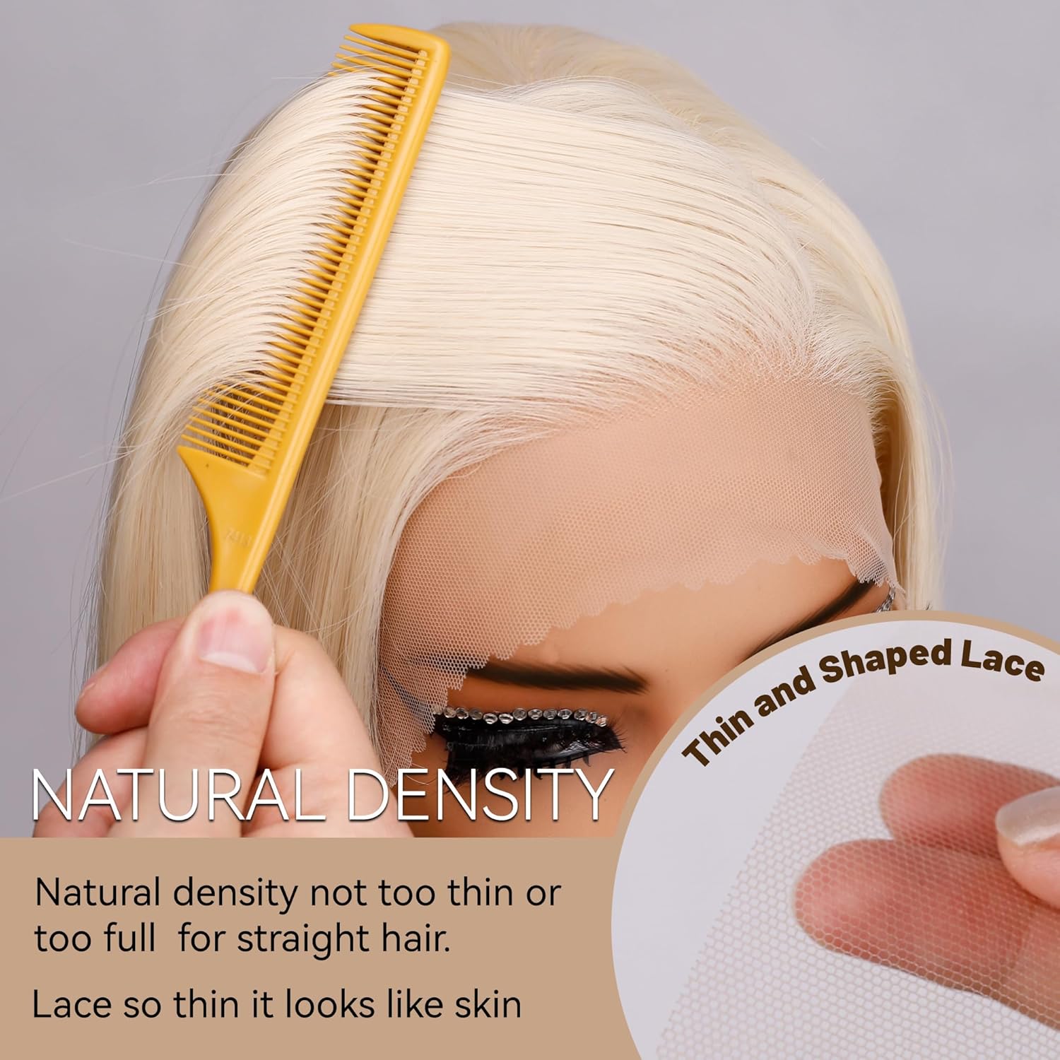BLL Gold Wig, Synthetic Lace Front Wig, 13x4 HD Glue-Free Straight 26 Inch (Approx. 66.0 cm), Pre-Wearable Color 613 Gold Wig. Beginner-friendly, suitable for everyday party wear.