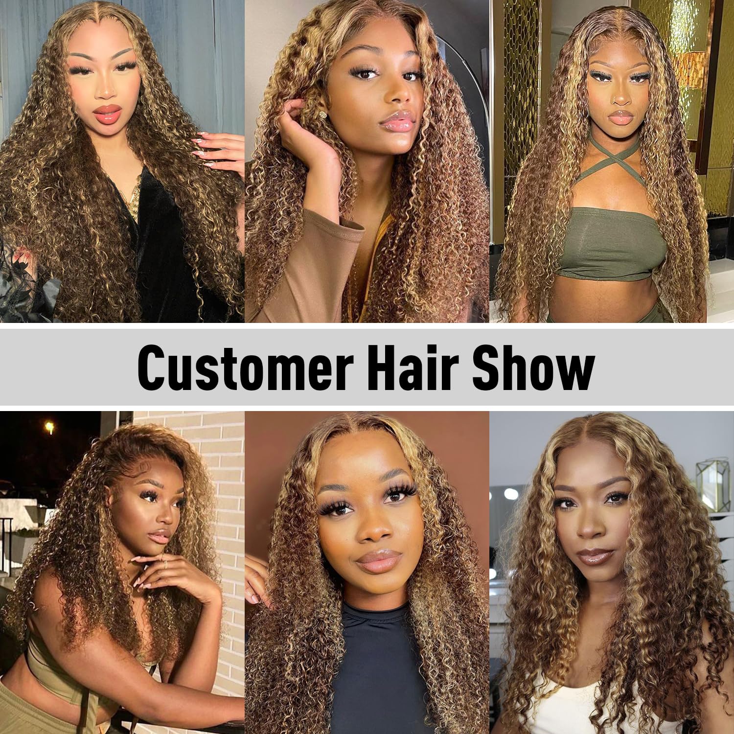 Gradient highlight wearable and glue-free wig, curly, 4/27 honey blonde glue-free wig, real hair pre-plucked and pre-cut, 6x4 high-definition lace front wearable wig 200% density 24 inches (approx. 60.0 cm)