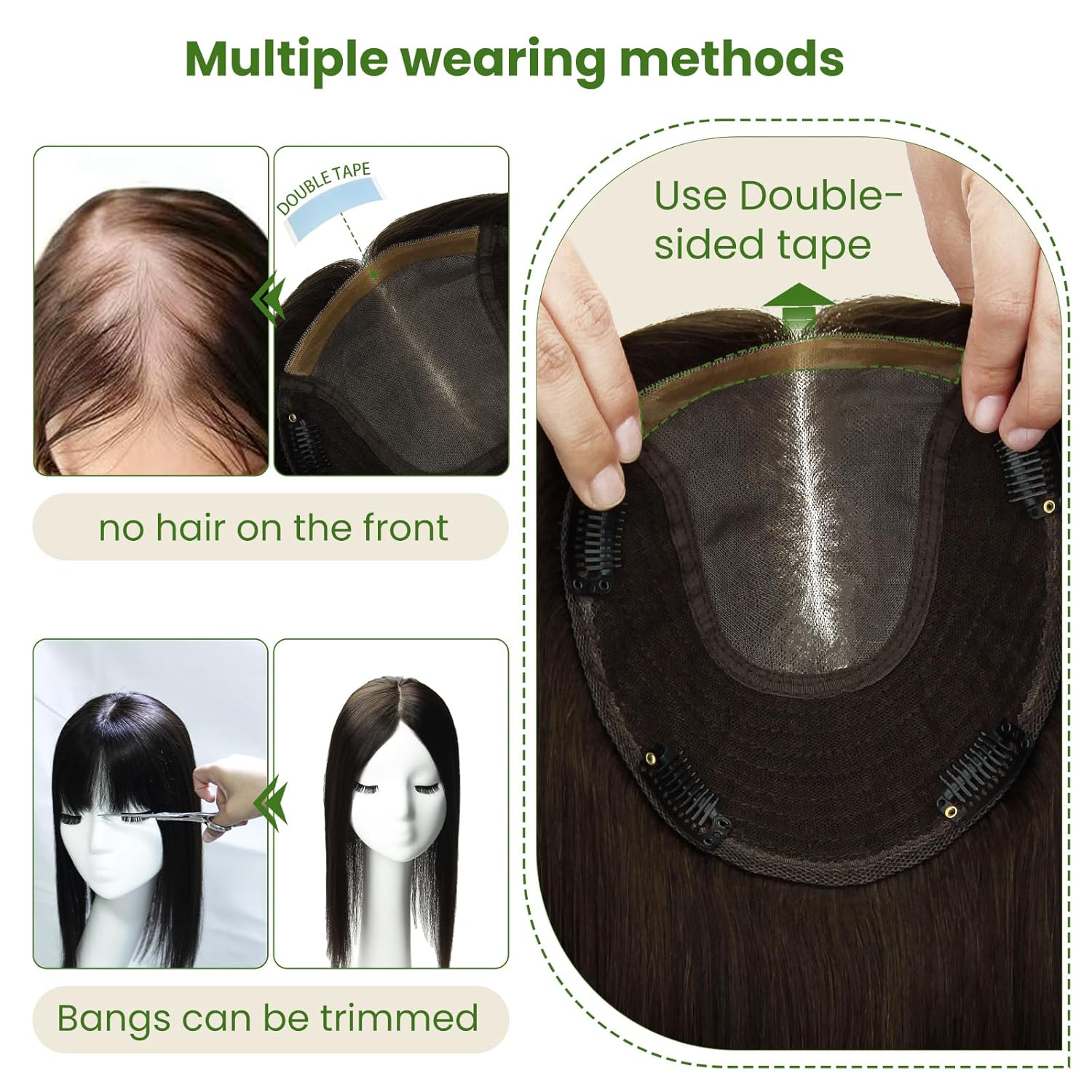 Women's hair accessory, made with realistic human hair, 150 density, 6 x 7 inches (approx. 15.2 x 17.8 cm), 12-inch base (approx. 30.5 cm), 55 grams, golden brown caramel gold hair with sparse hair cover, grey roots (#102727 12 inches).