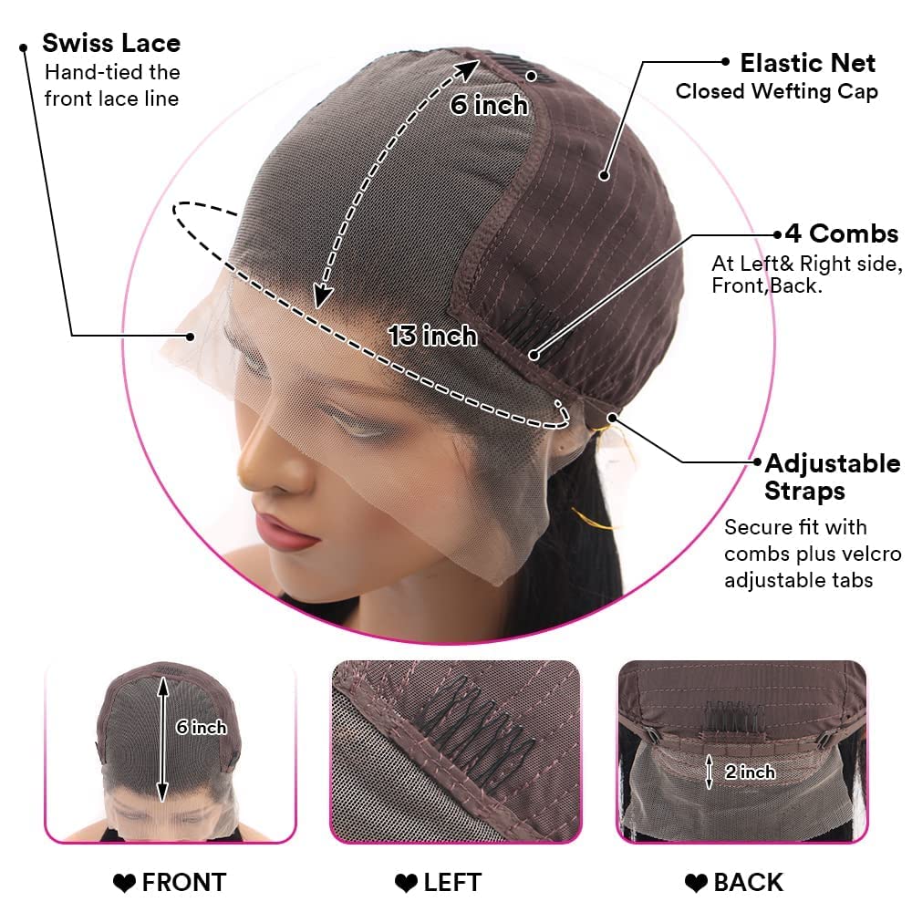 13x6 Chocolate Brown Lace Front Wig, Real Hair, High Definition Transparent Body Wavy Lace Front Wig, Real Hair, Pre-Pulled, 200% Density, Glue-Free, Brown Front Wig, Real Human Hair, 28 Inches