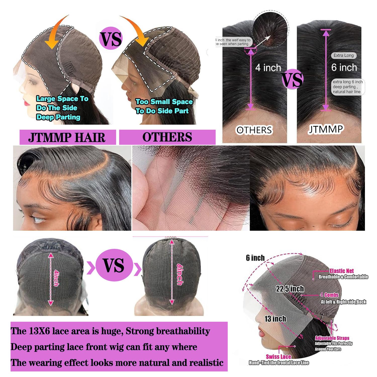 JTMMP Chocolate Brown 13x6 Lace Front Wig, 200% Real Hair, Density, Body Wavy Lace Front Wig, 26 Inch HD Transparent Brazilian Undyed/Unpermed Wig, Pre-Pulled Real Hair