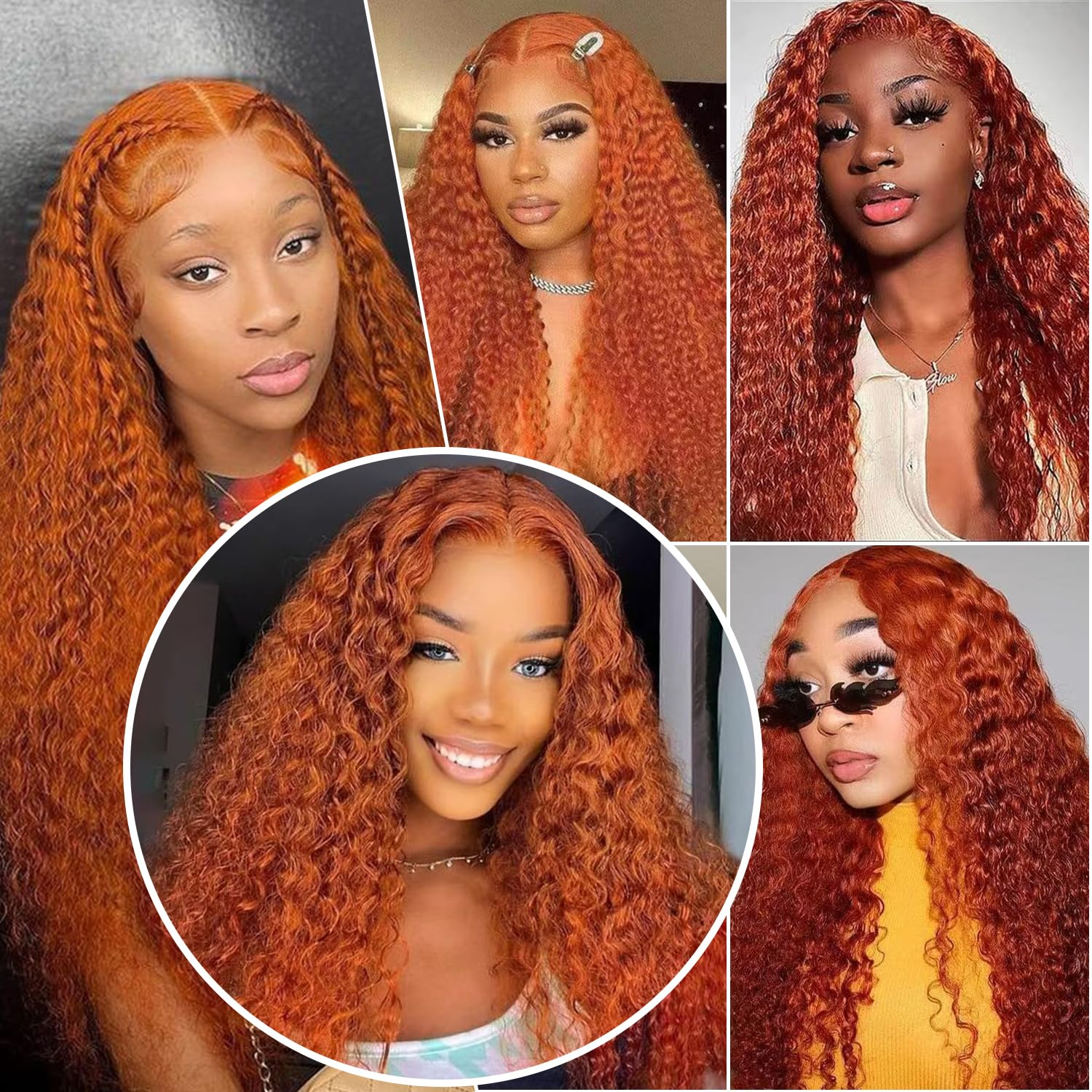 30-inch (approx. 30 cm) Ginger Lace Front Wig, Real Hair 13x6, Deep Wave Wig, Orange Ginger Wig, Real Hair, Pre-Pulled 350, Deep Curls, High-Definition Lace Front Wig, Women's Style, 180% Density, Wet Wave Deep Curls, Front Wig