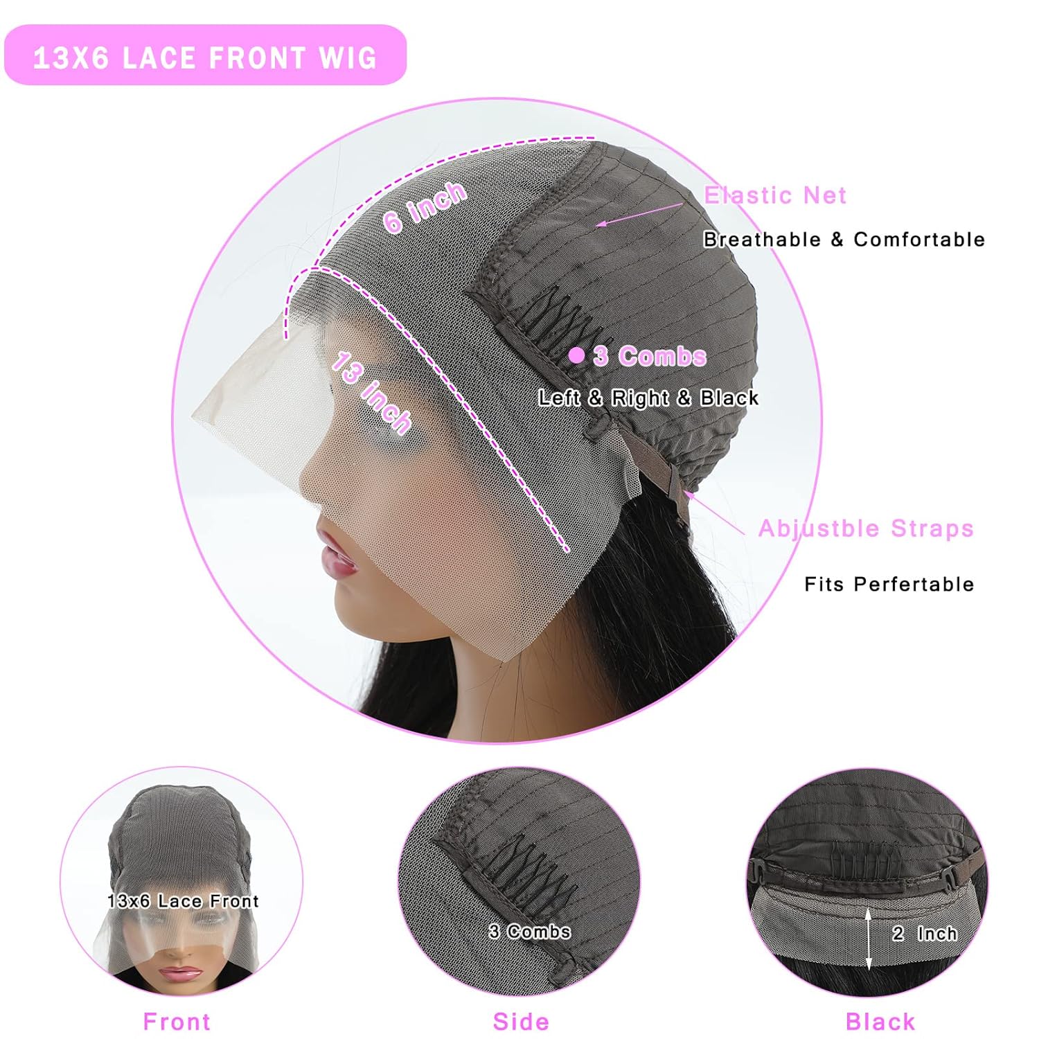 13x6 Lace Front Wig for Women, Real Hair, 180 Density, HD, Transparent, 28 Inch Straight Lace Front Wig, Real Hair, Pre-Pulled, Glue-Free, Natural Black.