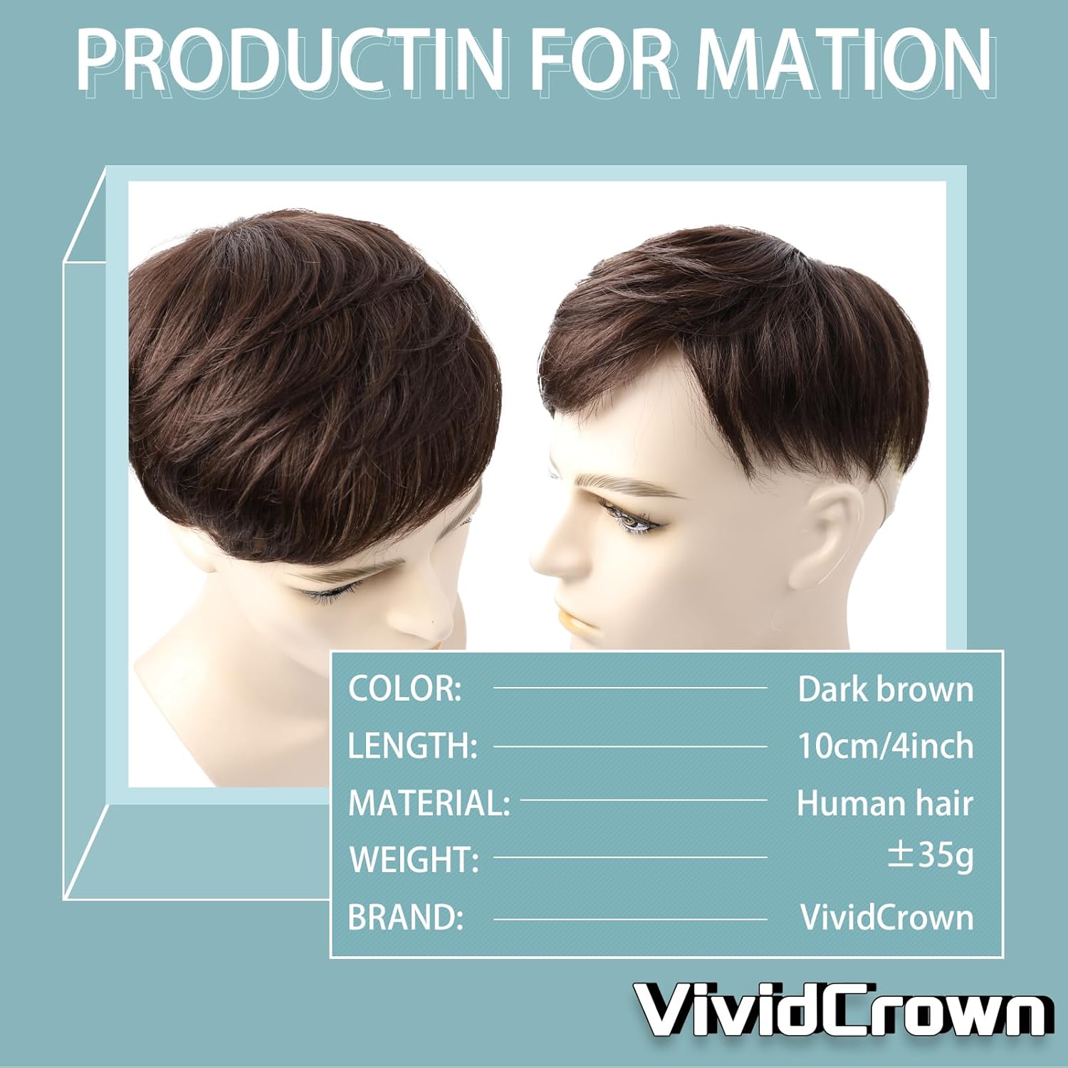 Toupee for Men Human Hair Men‘s Black Wig Short Straight Fluffy Realistic Hair Wig Thin Skin Daily Party Costume Wigs for Male Guy (dark brown)。