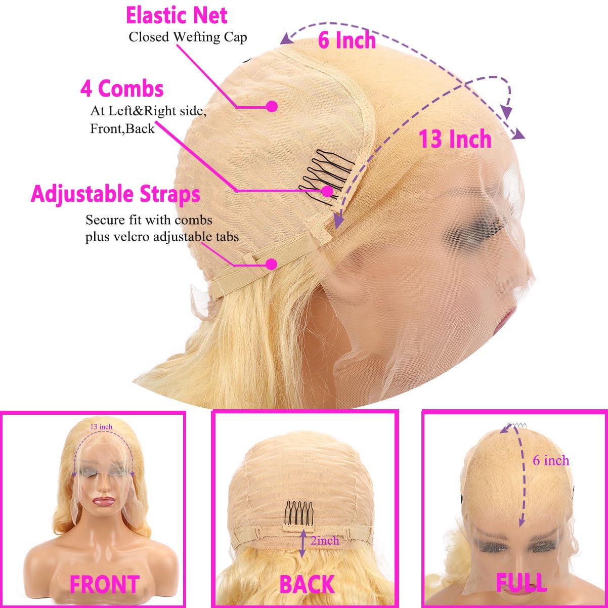 613 13x6 Lace Front Wig, 28-inch Body Wavy Golden Hair Wig, HD Transparent Lace Front Wig, Pre-Pulled Golden Hair Wig