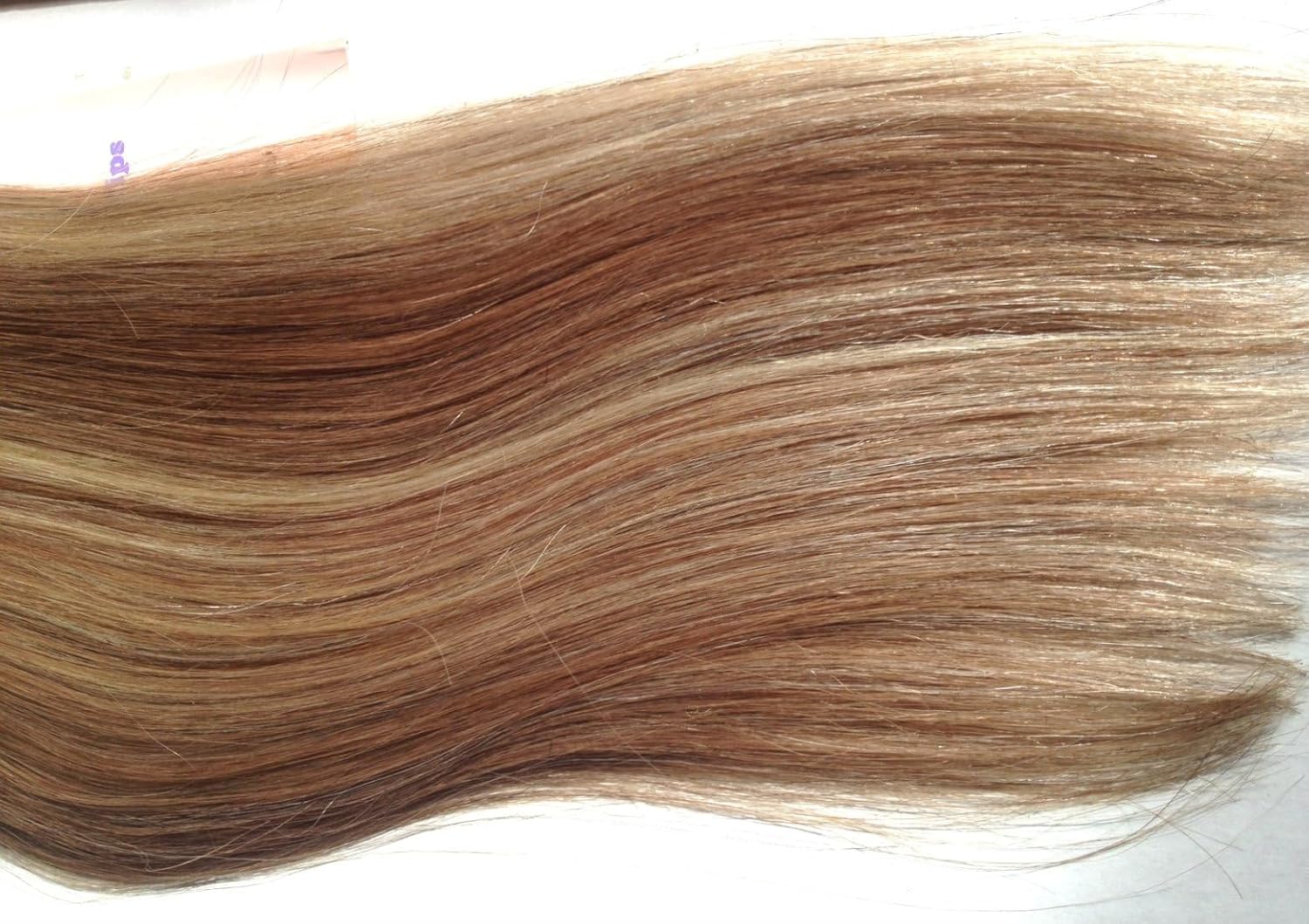 Tressmatch 40.6cm-45.7cm Remy Real Hair Hair Clip, Brown/Gold Highlights (Color #6/613), Thick 9-Piece Set [Set Weight: 122.9g/1]