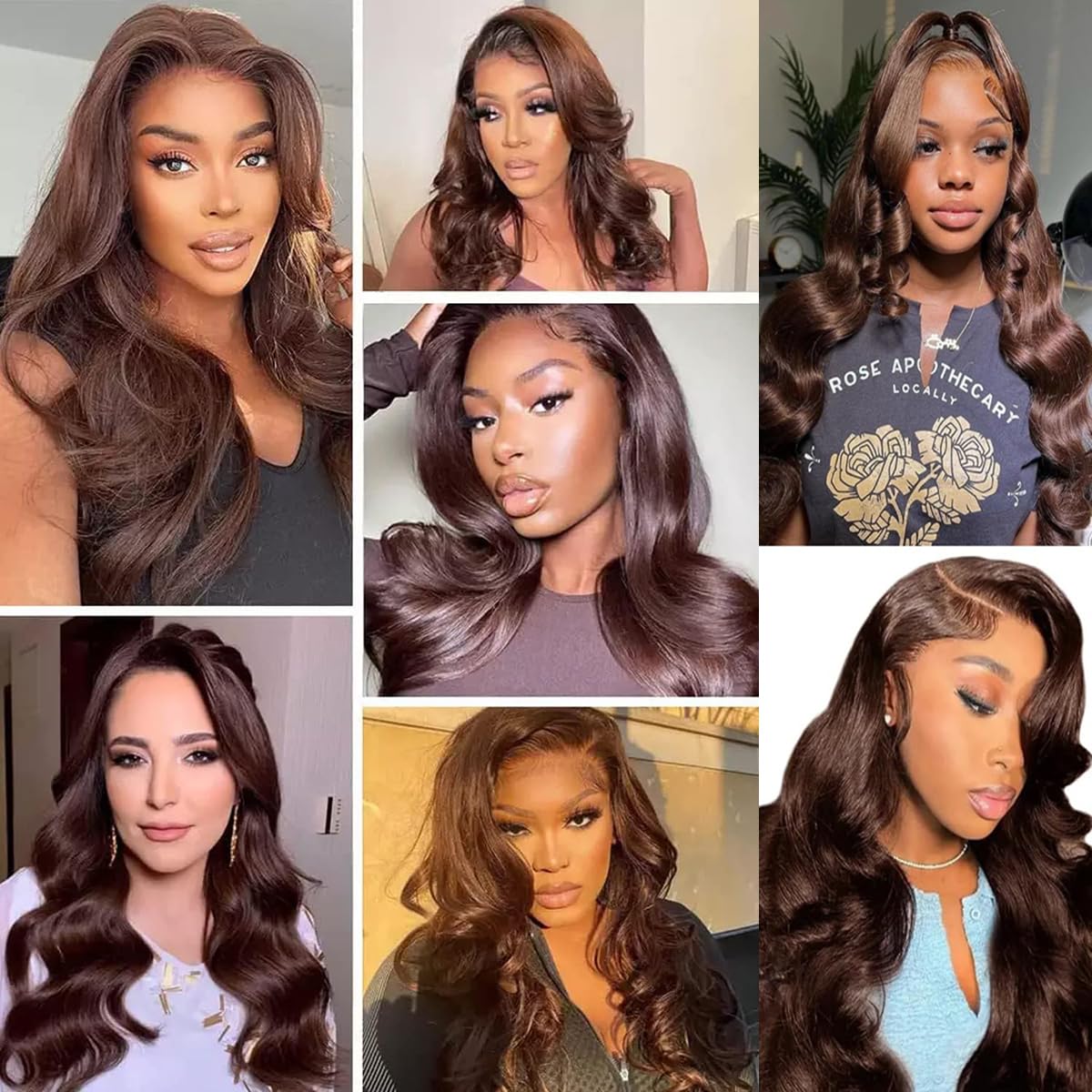 A8 Chocolate Brown Real Hair Wig 200 Density 13X6 Body Wavy Lace Front Wig Real Hair High Definition Forehead Wig Pre-pulled No Glue Brown Lace Front Wig Women's 26 Inch