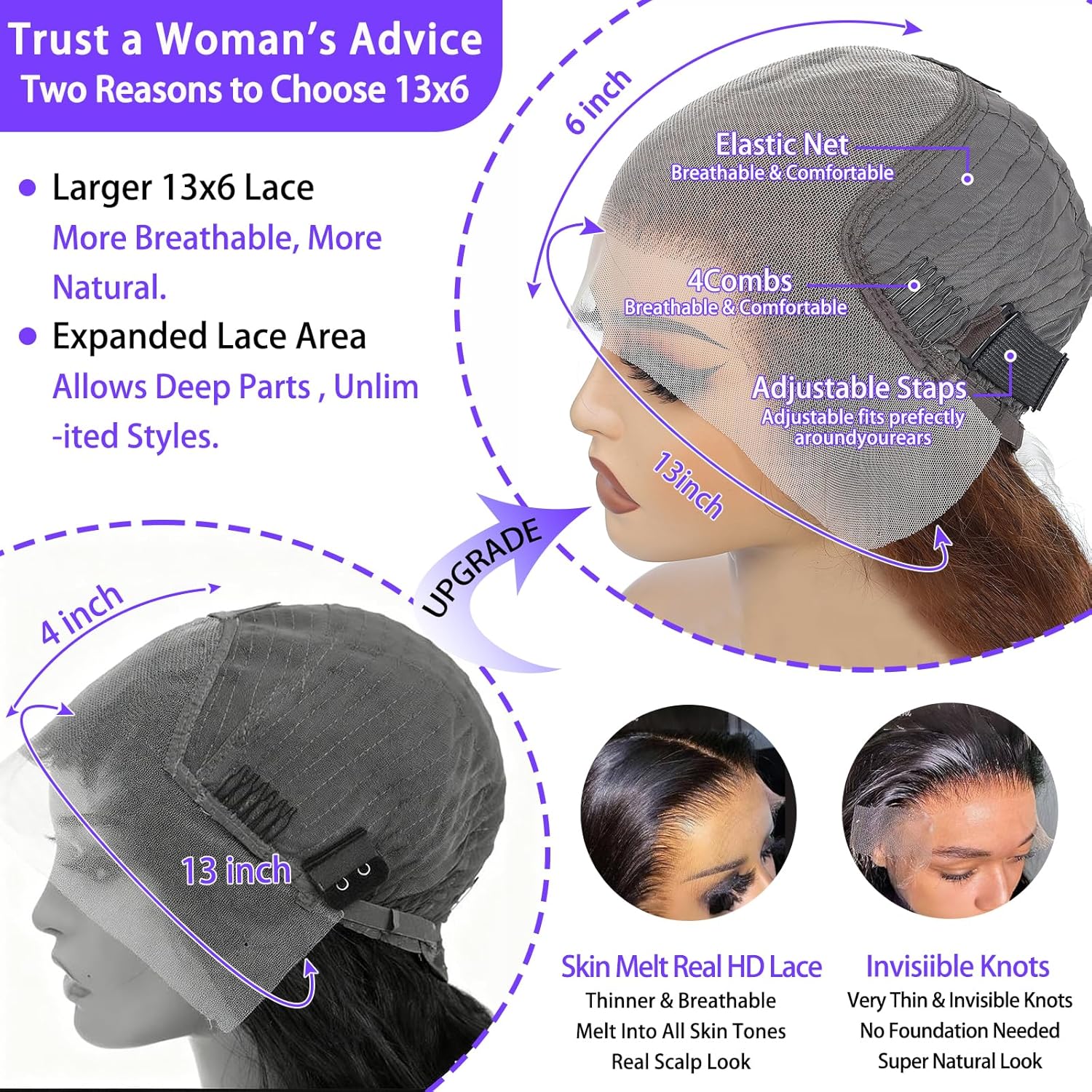 A8 Chocolate Brown Real Hair Wig 200 Density 13X6 Body Wavy Lace Front Wig Real Hair High Definition Forehead Wig Pre-pulled No Glue Brown Lace Front Wig Women's 26 Inch