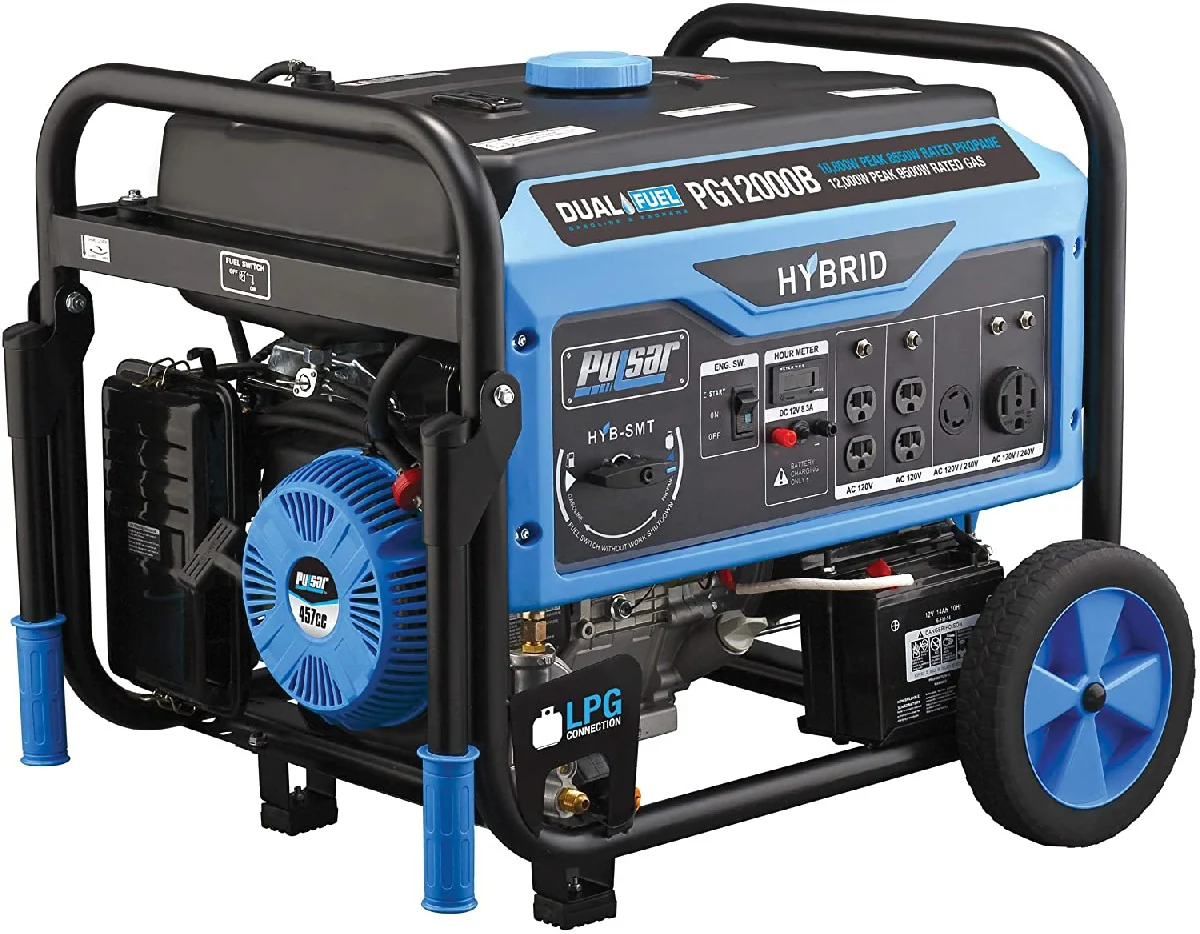Unclaimed 12,000W Dual Fuel Portable Generator with Electric Start and Switch & Go Technology, CARB Approved PG12000B