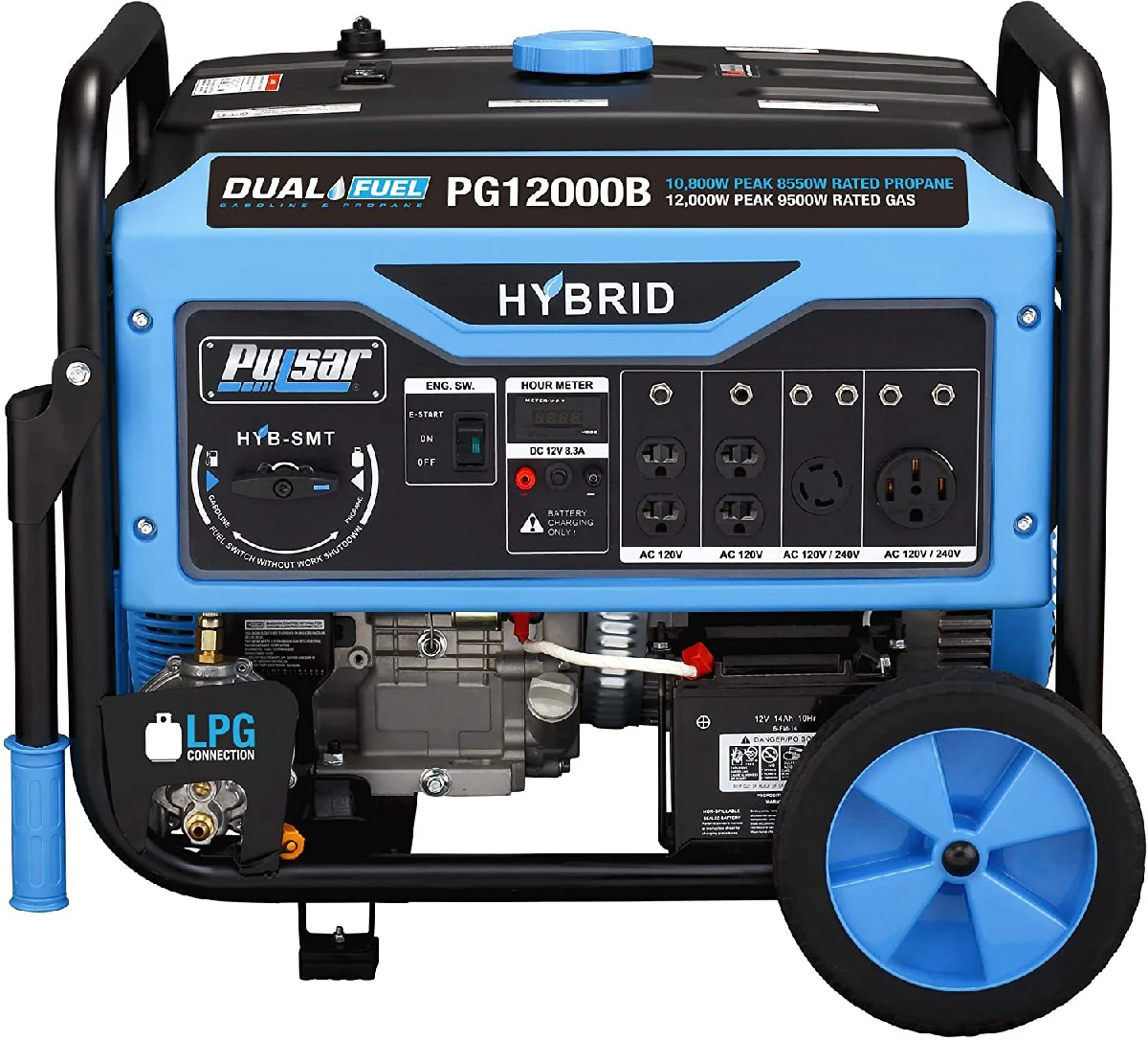 Unclaimed 12,000W Dual Fuel Portable Generator with Electric Start and Switch & Go Technology, CARB Approved PG12000B