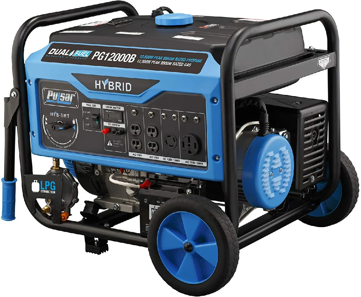 Unclaimed 12,000W Dual Fuel Portable Generator with Electric Start and Switch & Go Technology, CARB Approved PG12000B