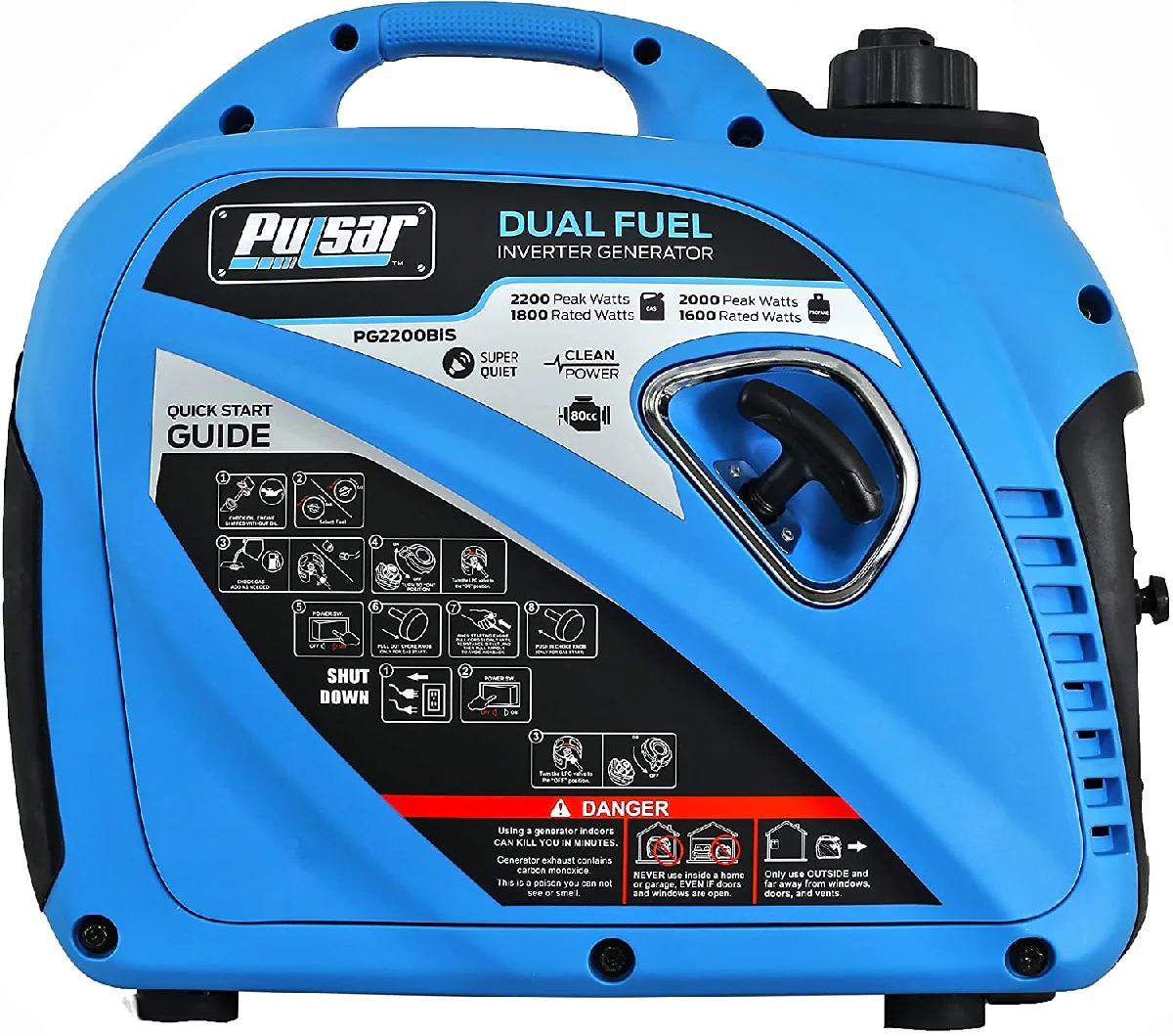 Unclaimed 2,200W Portable Dual Fuel Quiet Inverter Generator with USB Outlet & Parallel Capability, CARB Compliant, PG2200BiS