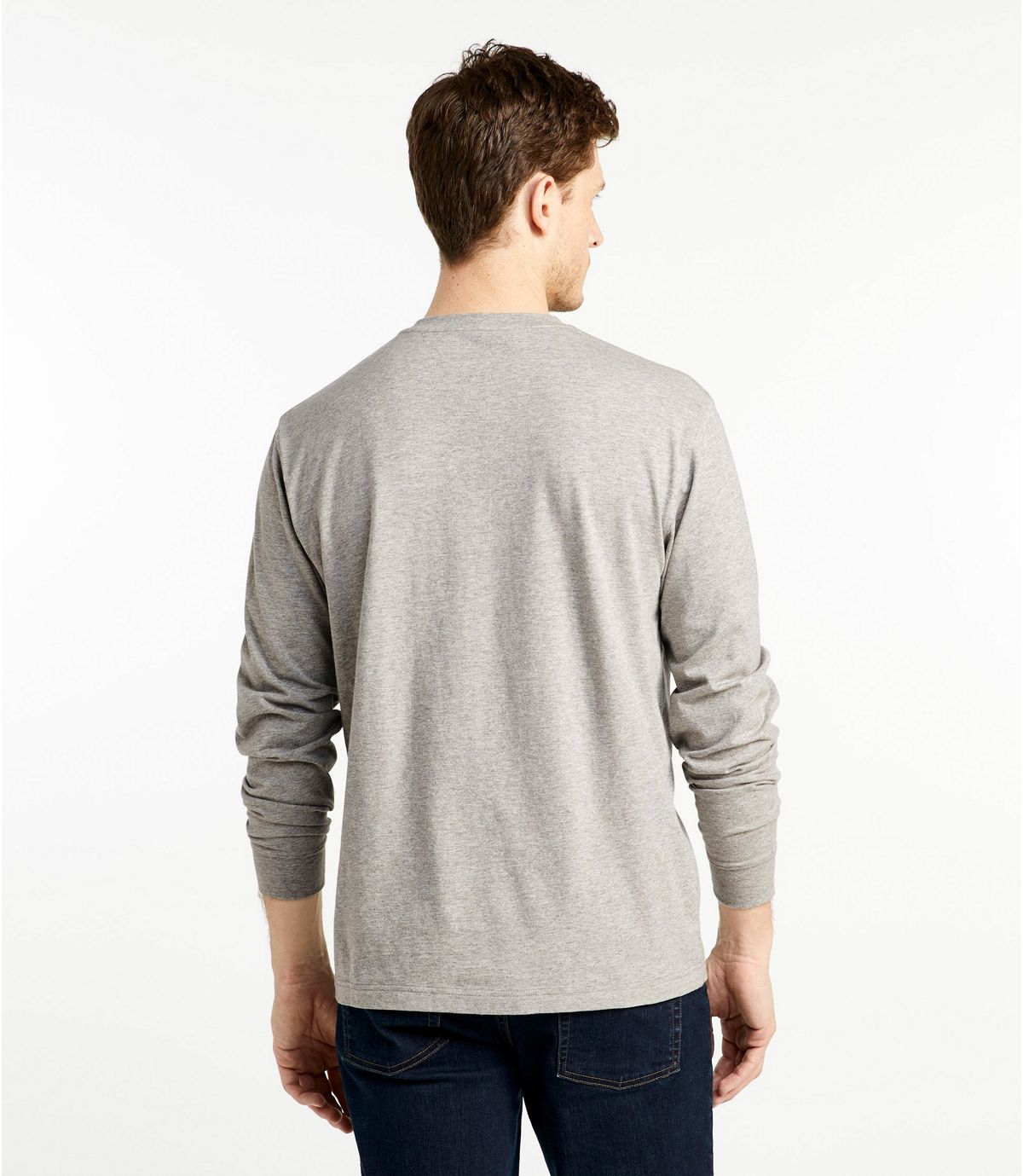 L.L.Bean Men's Carefree Unshrinkable Tee, Traditional Fit, Long-Sleeve Henley
