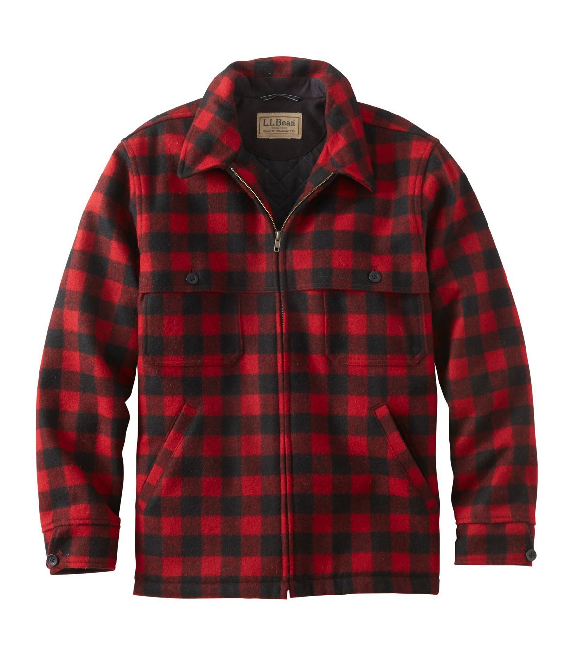 L.L.Bean Men's Maine Guide Zip-Front Jac-Shirt with PrimaLoft, Plaid