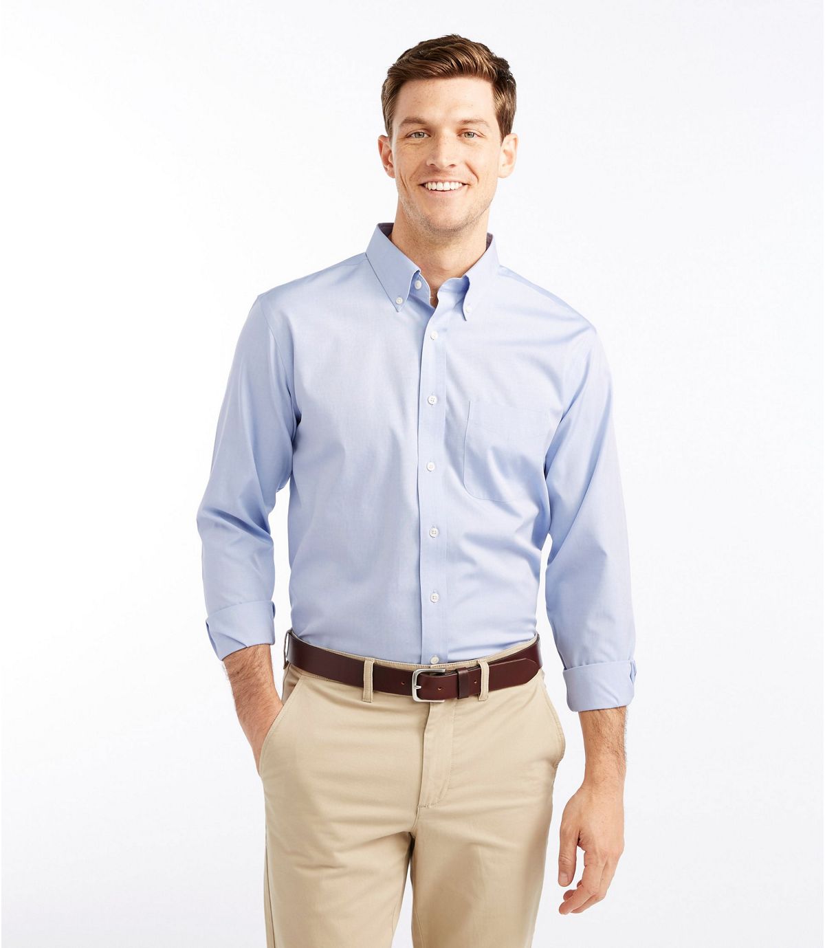 L.L.Bean Men's Wrinkle-Free Pinpoint Oxford Cloth Shirt, Slightly Fitted