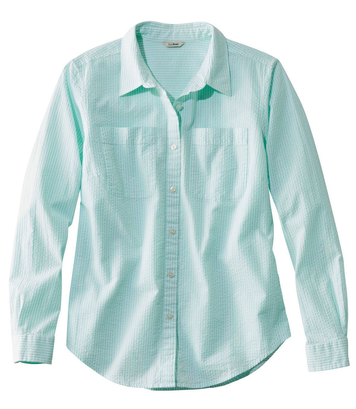 L.L.Bean Women's Vacationland Seersucker Shirt, Long-Sleeve