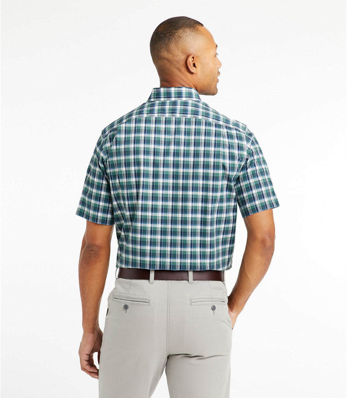 L.L.Bean Men's Wrinkle-Free Kennebunk Sport Shirt, Traditional Fit Short-Sleeve Check