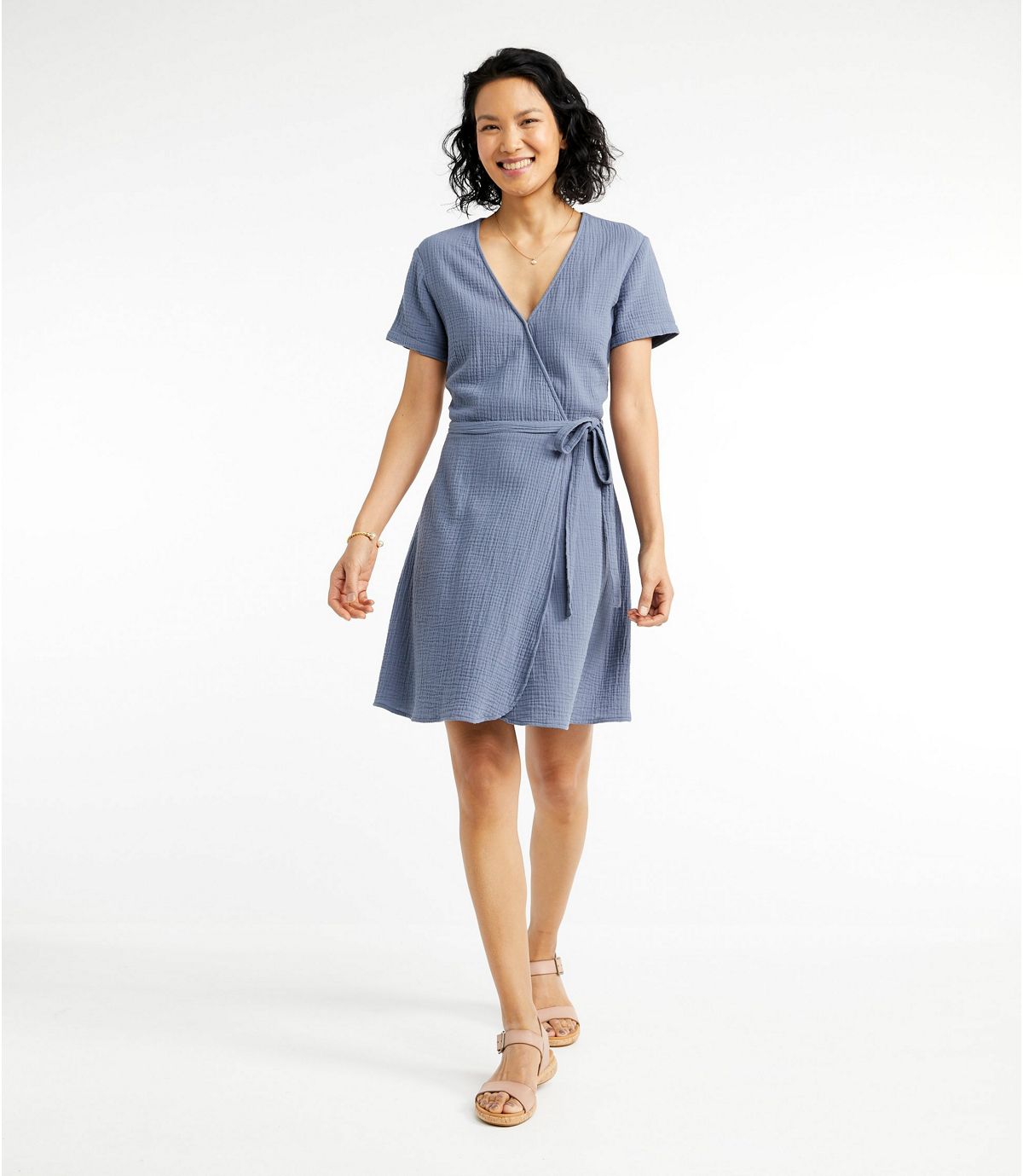 L.L.Bean Women's Signature Gauzy Textured Wrap Dress