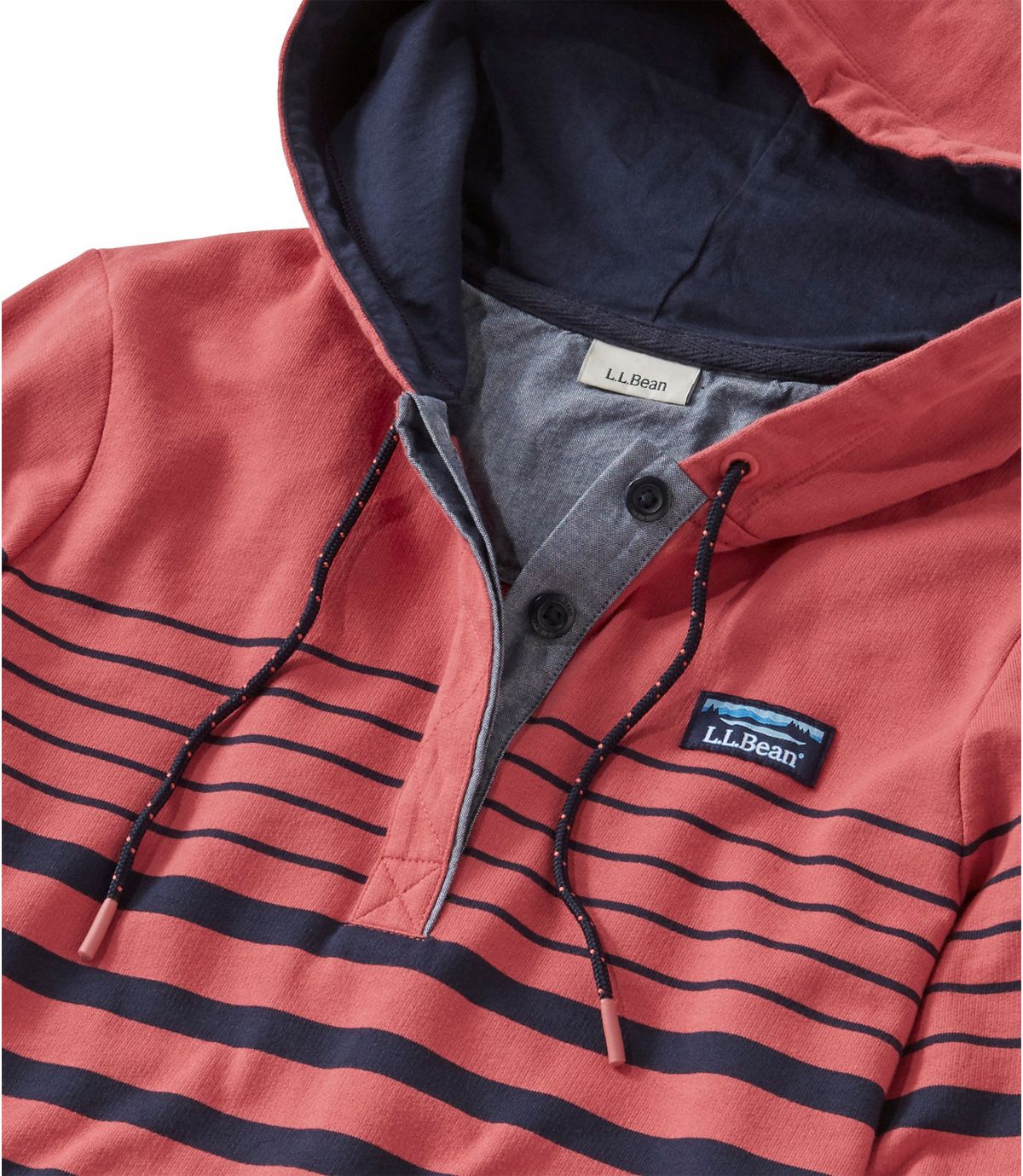 L.L.Bean Women's Soft Cotton Rugby, Hoodie Pullover Stripe