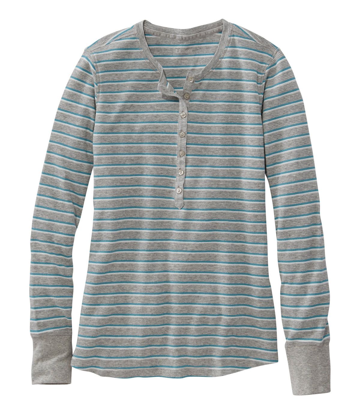 L.L.Bean Women's Waffle Knit Henley, Stripe