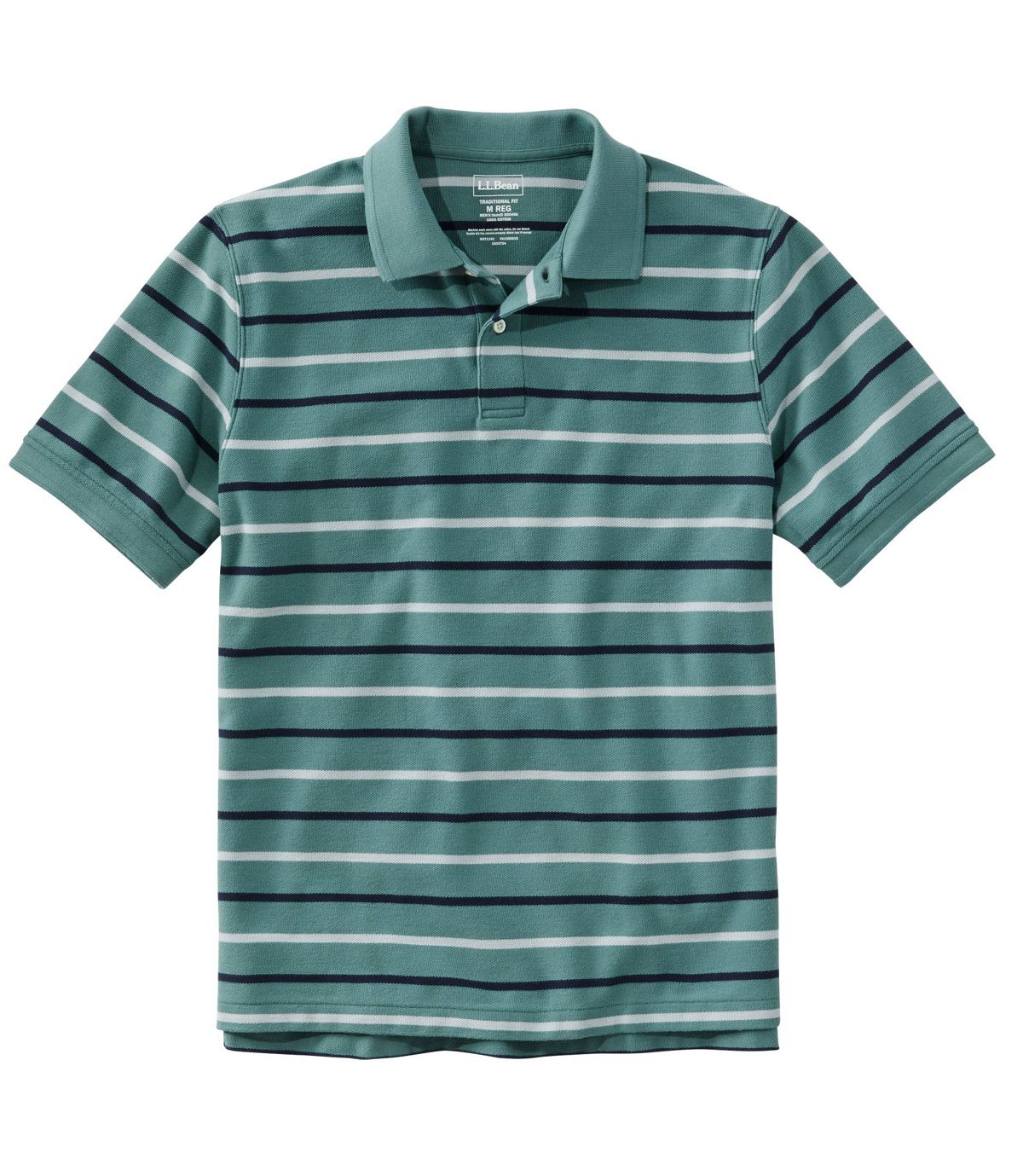 L.L.Bean Men's Premium Double L® Polo, Banded Short-Sleeve Without Pocket Stripe