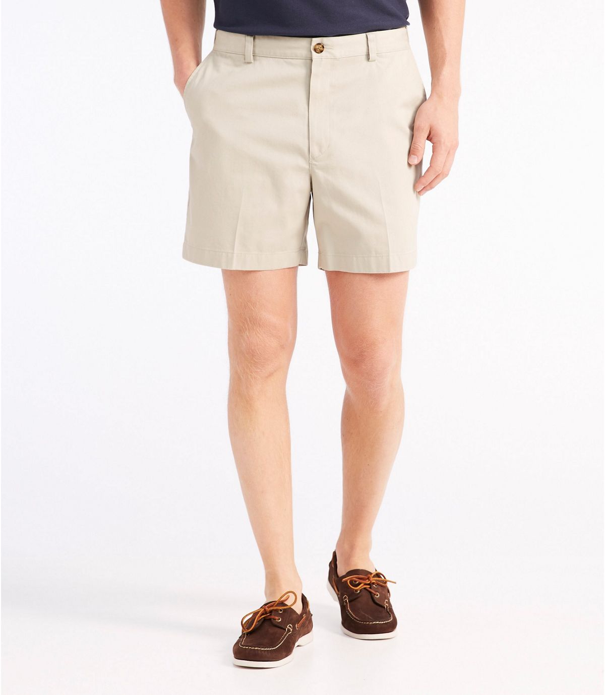 L.L.Bean Men's Wrinkle-Free Double L Chino Shorts, Hidden Comfort Waist Plain Front 6" Inseam
