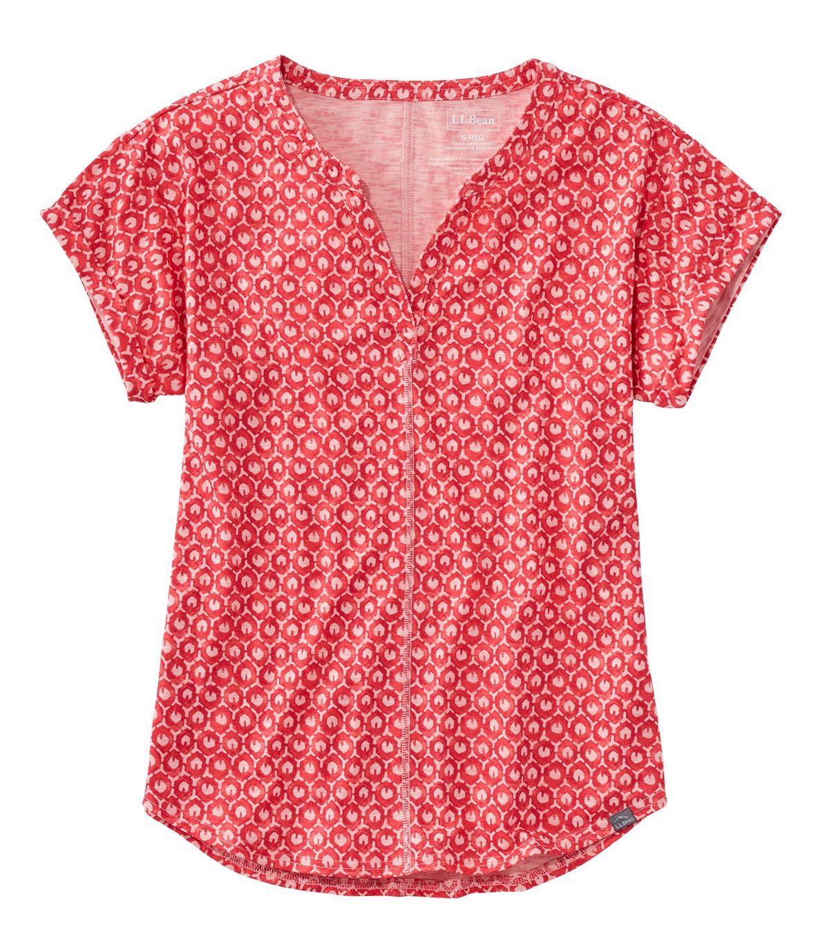 L.L.Bean Women's Streamside Tee, Short-Sleeve Splitneck Print