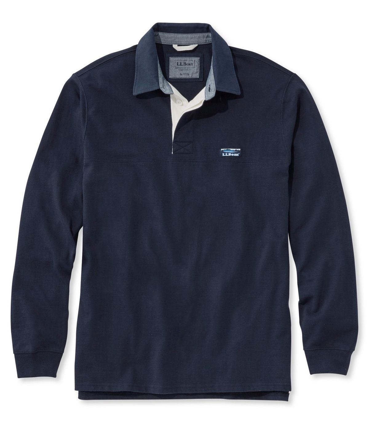 L.L.Bean Men's Lakewashed® Rugby, Traditional Fit Long-Sleeve Solid