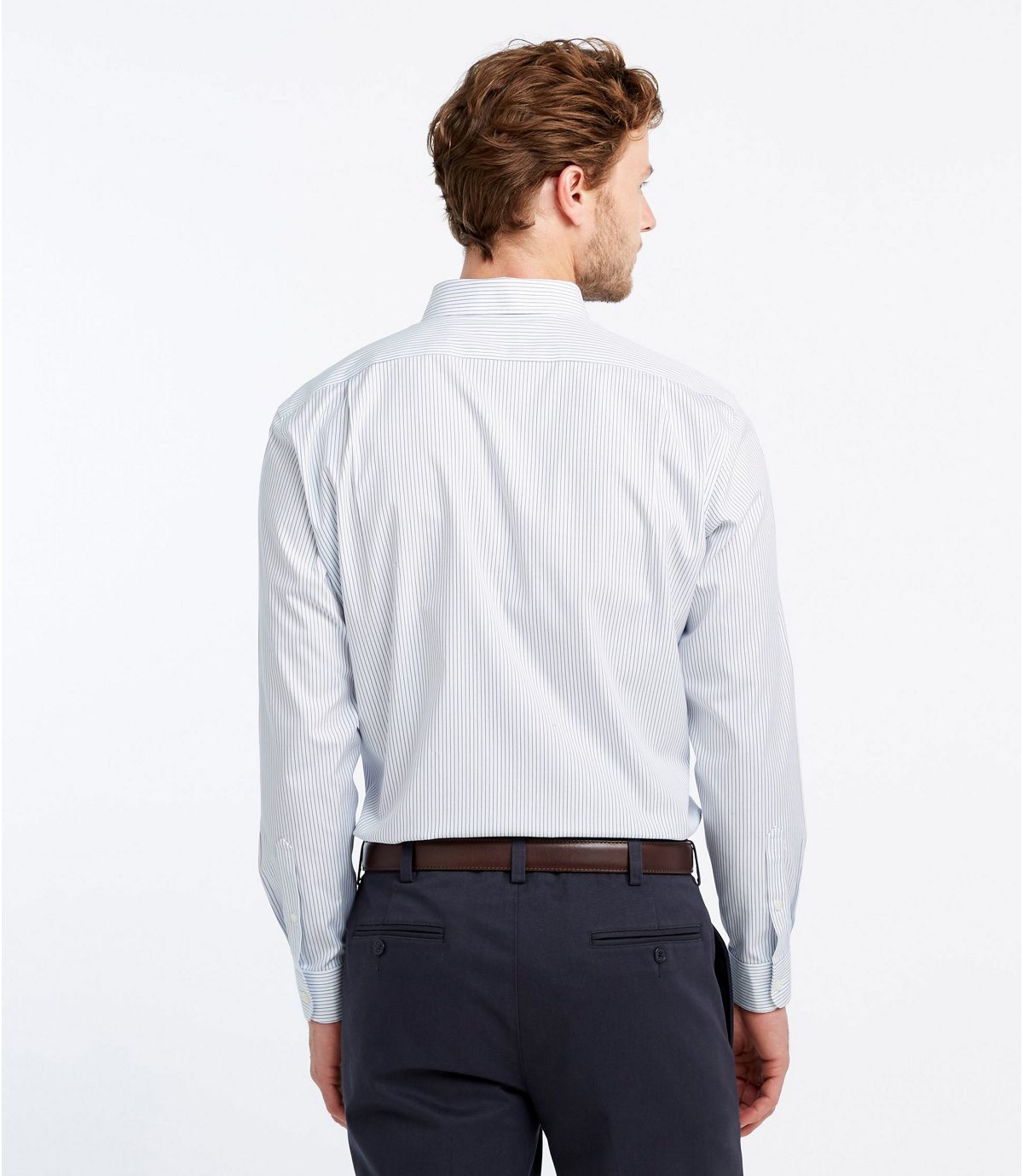 L.L.Bean Men's Wrinkle-Free Pinpoint Oxford Cloth Shirt, Slim Fit Stripe