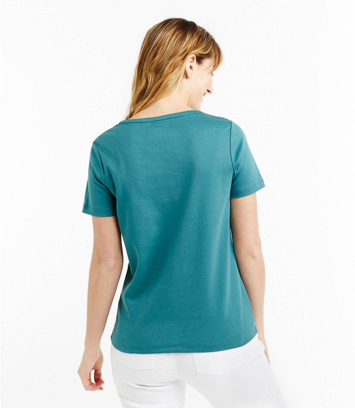 L.L.Bean Women's L.L.Bean Tee, Short-Sleeve Splitneck Henley
