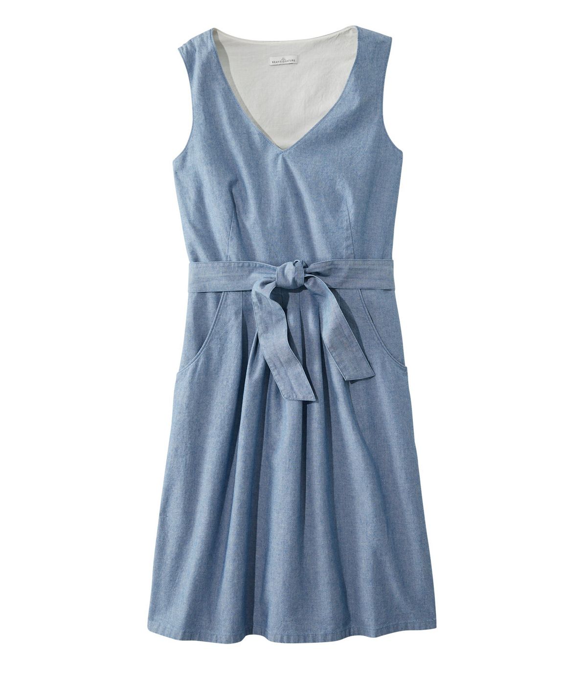 L.L.Bean Women's Signature V-Neck Chambray Dress