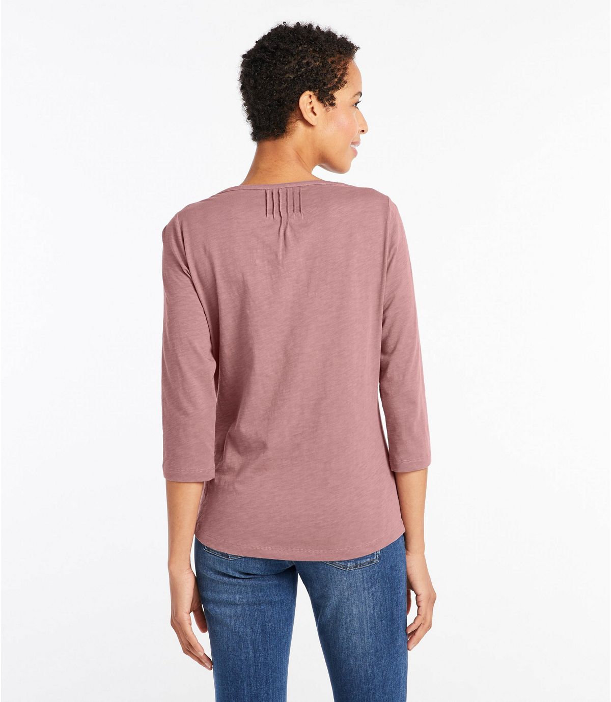 L.L.Bean Women's Organic Cotton Splitneck Tee, Three-Quarter Sleeve