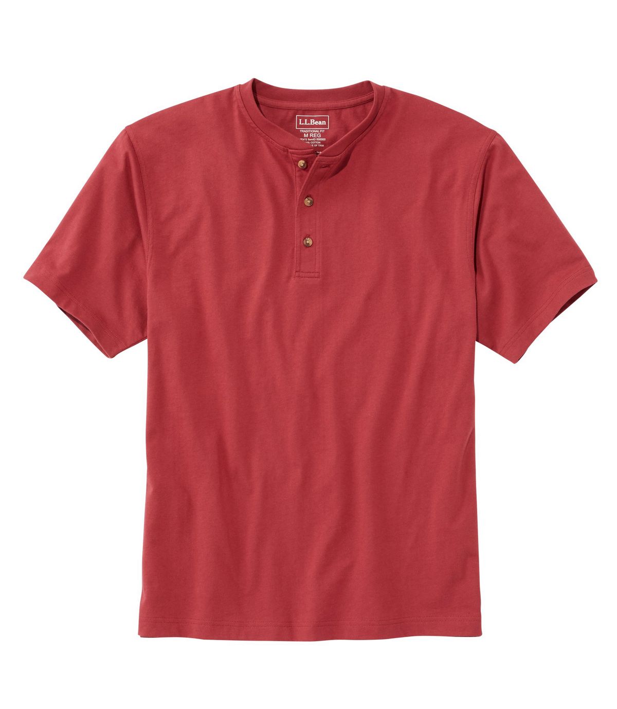 L.L.Bean Men's Carefree Unshrinkable Tee, Traditional Fit, Henley