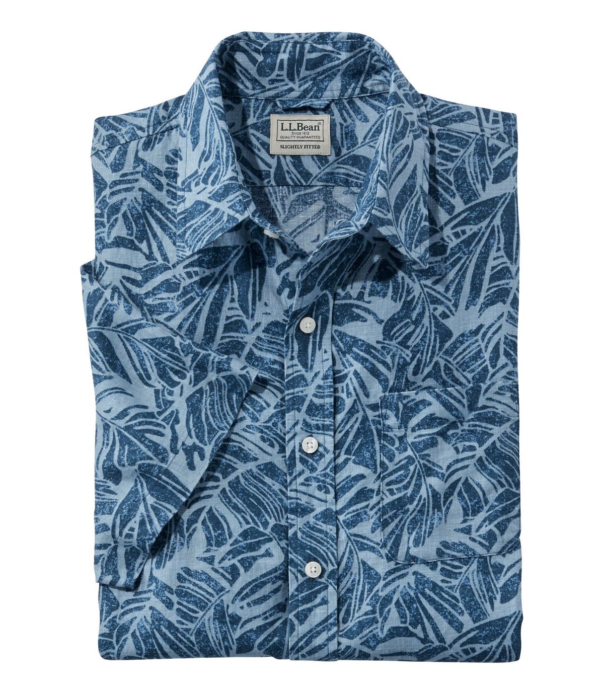 L.L.Bean Men's L.L.Bean Linen Shirt, Short-Sleeve, Print