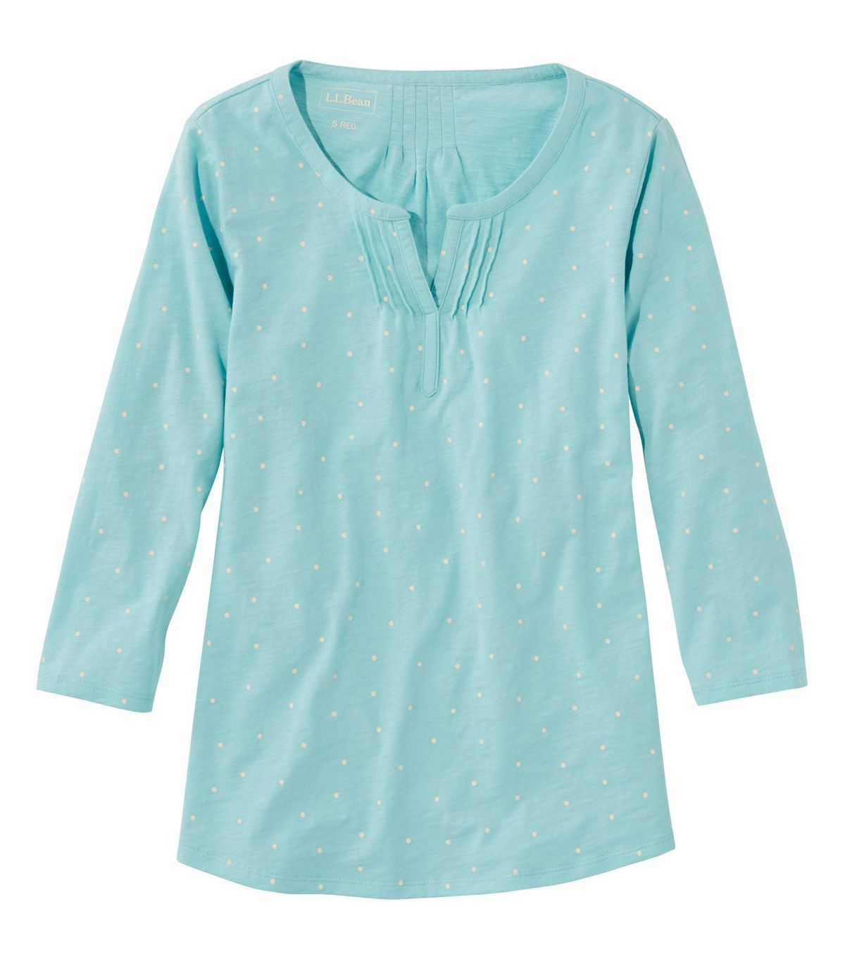 L.L.Bean Women's Organic Cotton Tee, Splitneck Three-Quarter-Sleeve Print