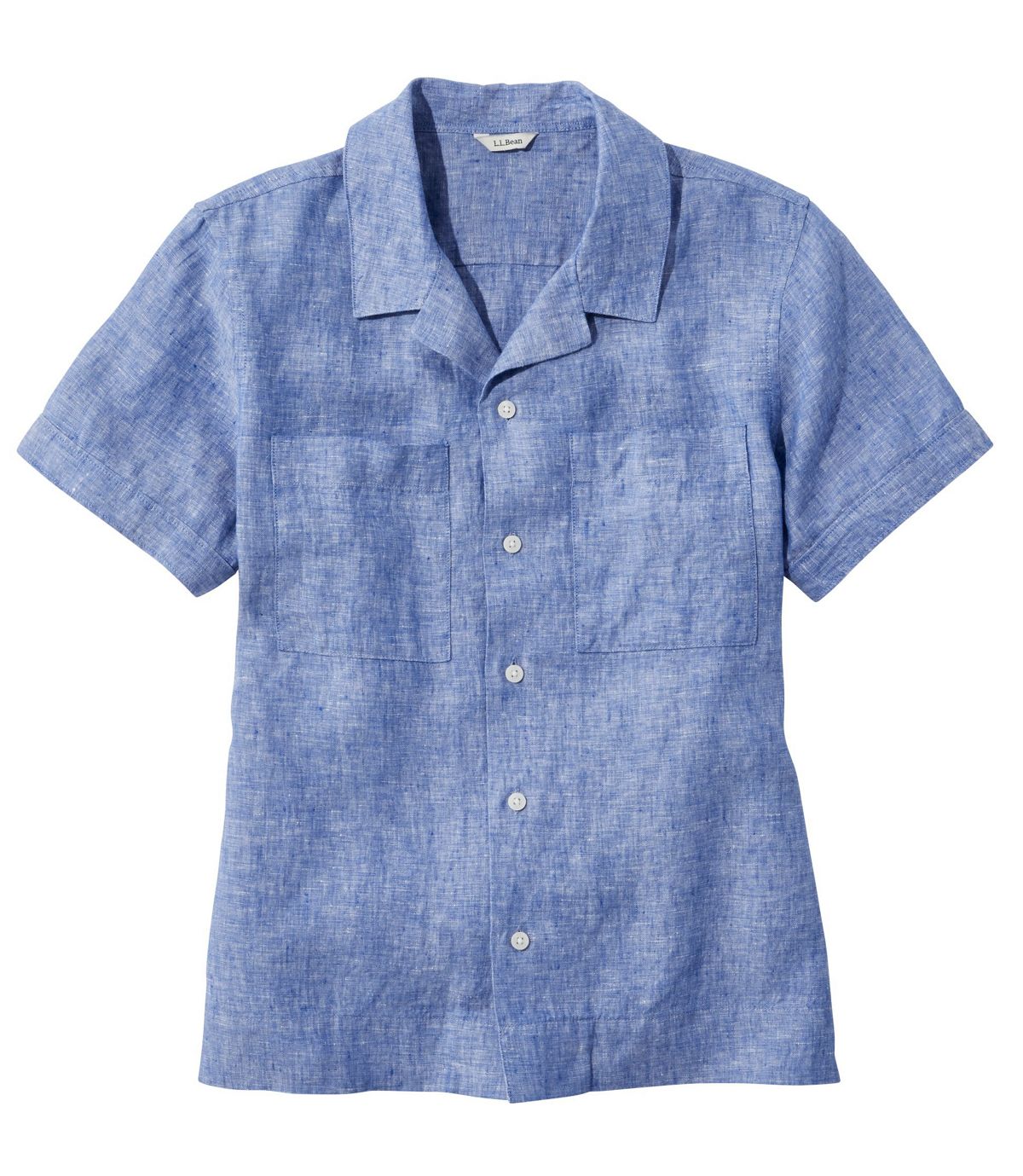 L.L.Bean Women's Premium Washable Linen Camp Shirt, Short-Sleeve