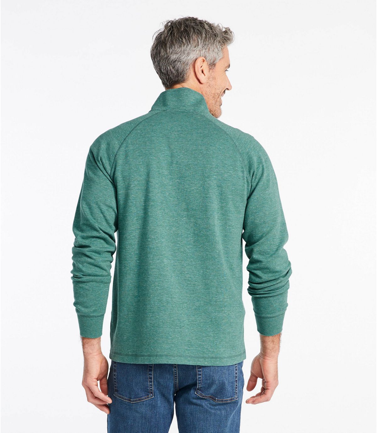 L.L.Bean Men's Washed Cotton Double-Knit Shirts, Quarter-Zip Pullover