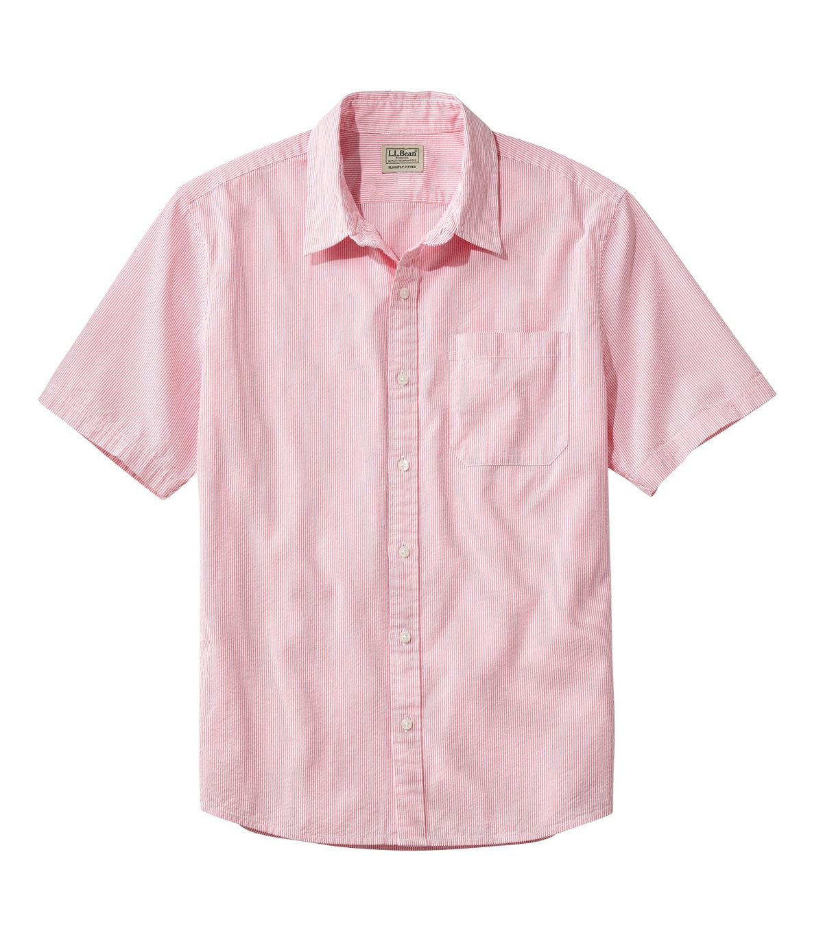 L.L.Bean Men's Organic Seersucker Shirt, Short-Sleeve, Slightly Fitted, Stripe