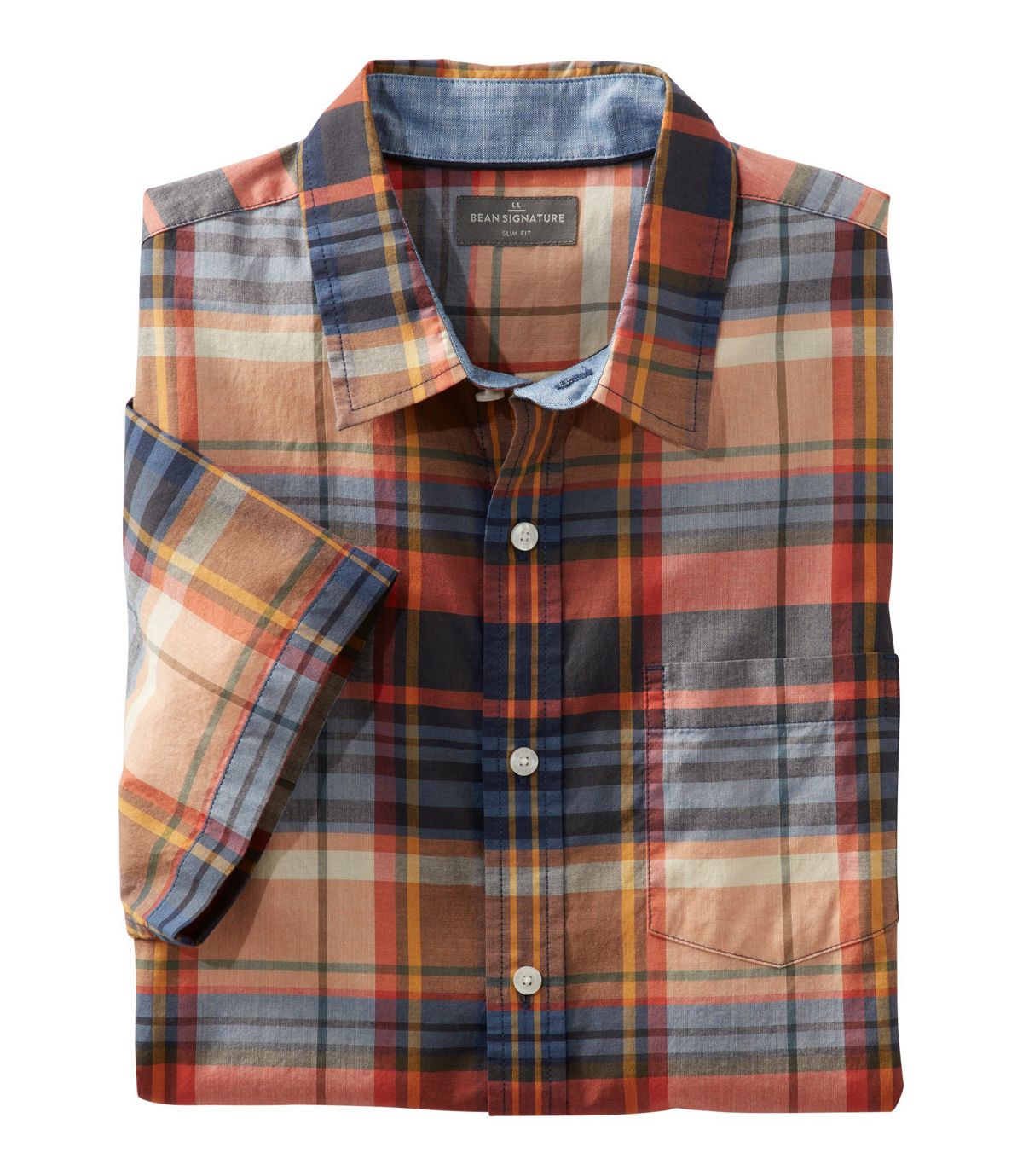L.L.Bean Men's Signature Madras Shirt, Short-Sleeve, Plaid