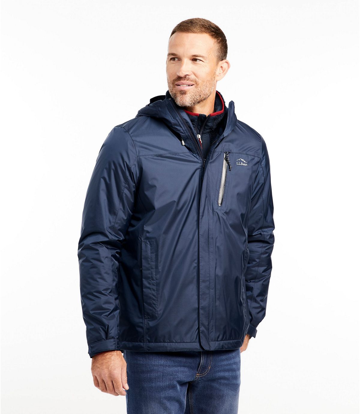 L.L.Bean Men's Trail Model Rain Jacket, Fleece-Lined