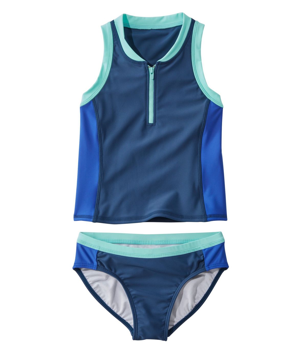 L.L.Bean Girls' Watersports Swimsuit Two-Piece, Colorblock
