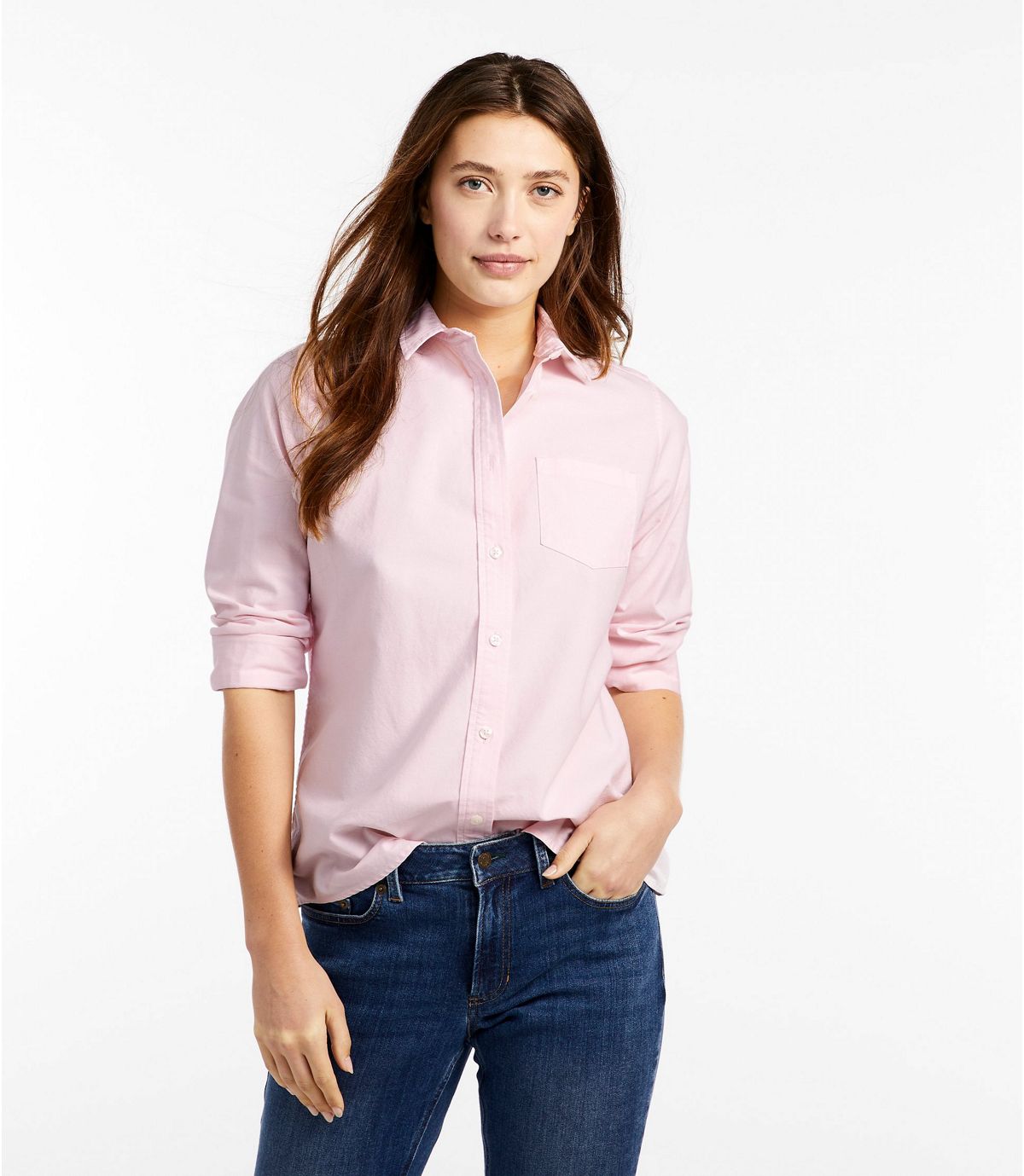 L.L.Bean Women's Lakewashed Organic Cotton Oxford Shirt, Relaxed