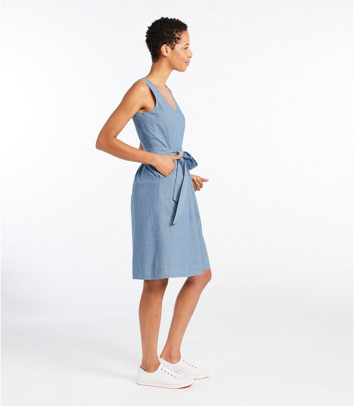 L.L.Bean Women's Signature V-Neck Chambray Dress