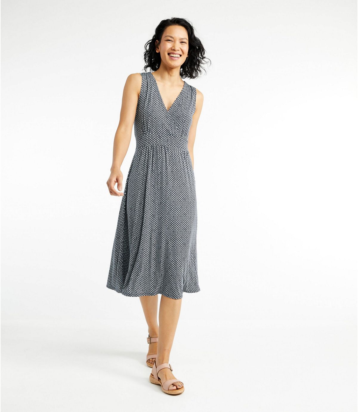 L.L.Bean Women's Summer Knit Dress, Sleeveless Print