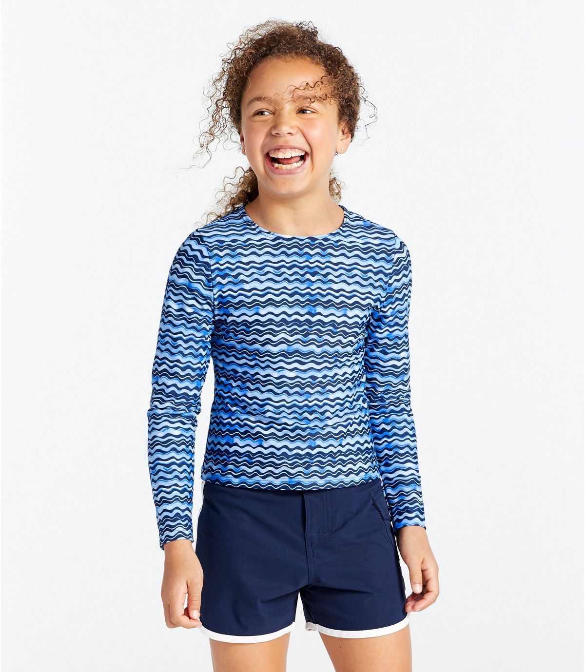 L.L.Bean Girls' Sun-and-Surf Shirt, Long-Sleeve Print