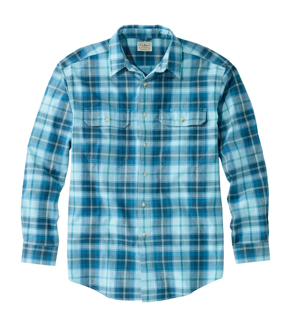 L.L.Bean Men's Sunwashed Canvas Shirt, Traditional Fit Plaid
