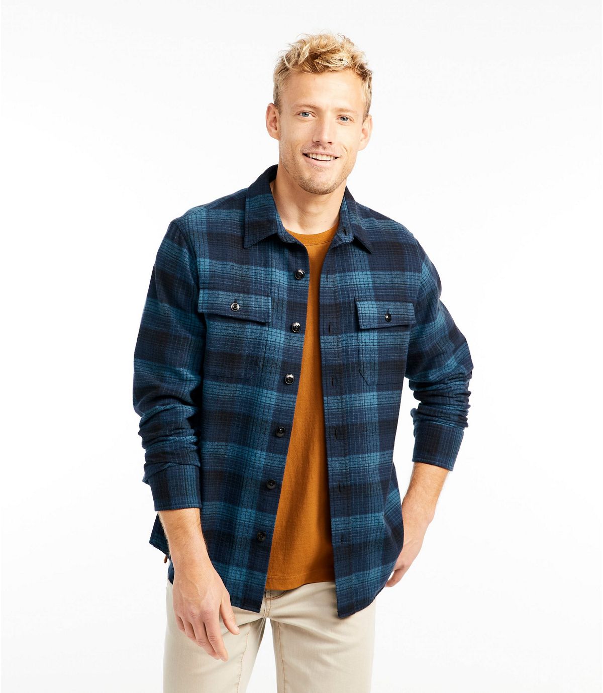 L.L.Bean Men's Signature 1933 Chamois Cloth Shirt, Slim Fit Plaid